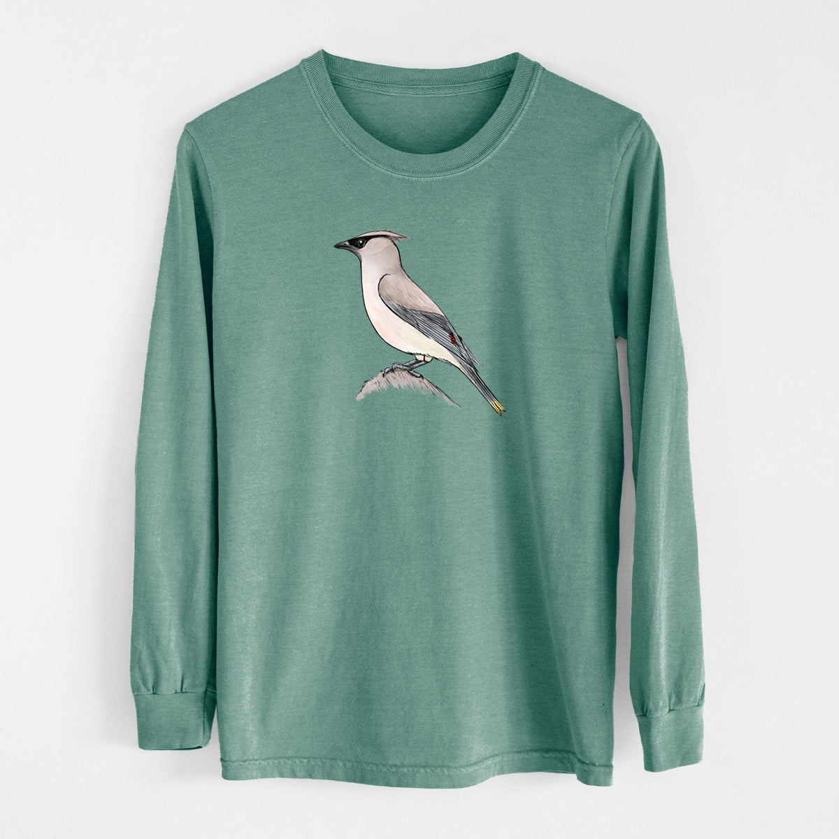 Vibrant Cedar Waxwing - Bombycilla cedrorum - Unisex Comfort Colors 100% Cotton Long Sleeve