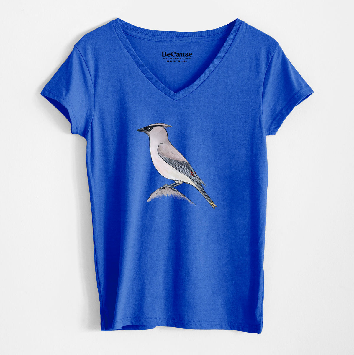 Vibrant Cedar Waxwing - Bombycilla cedrorum - Women&#39;s 100% Recycled V-neck