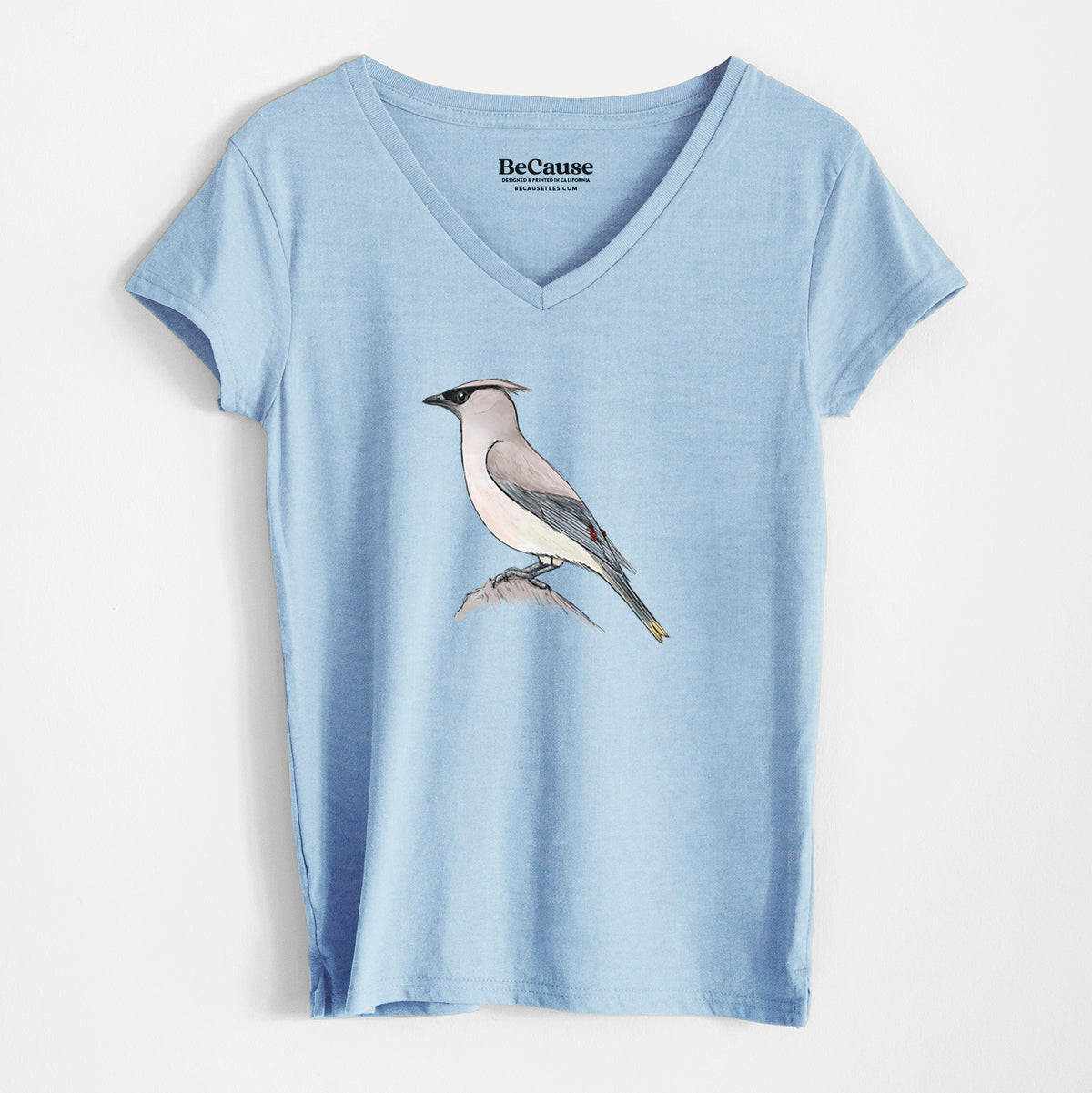 Vibrant Cedar Waxwing - Bombycilla cedrorum - Women&#39;s 100% Recycled V-neck