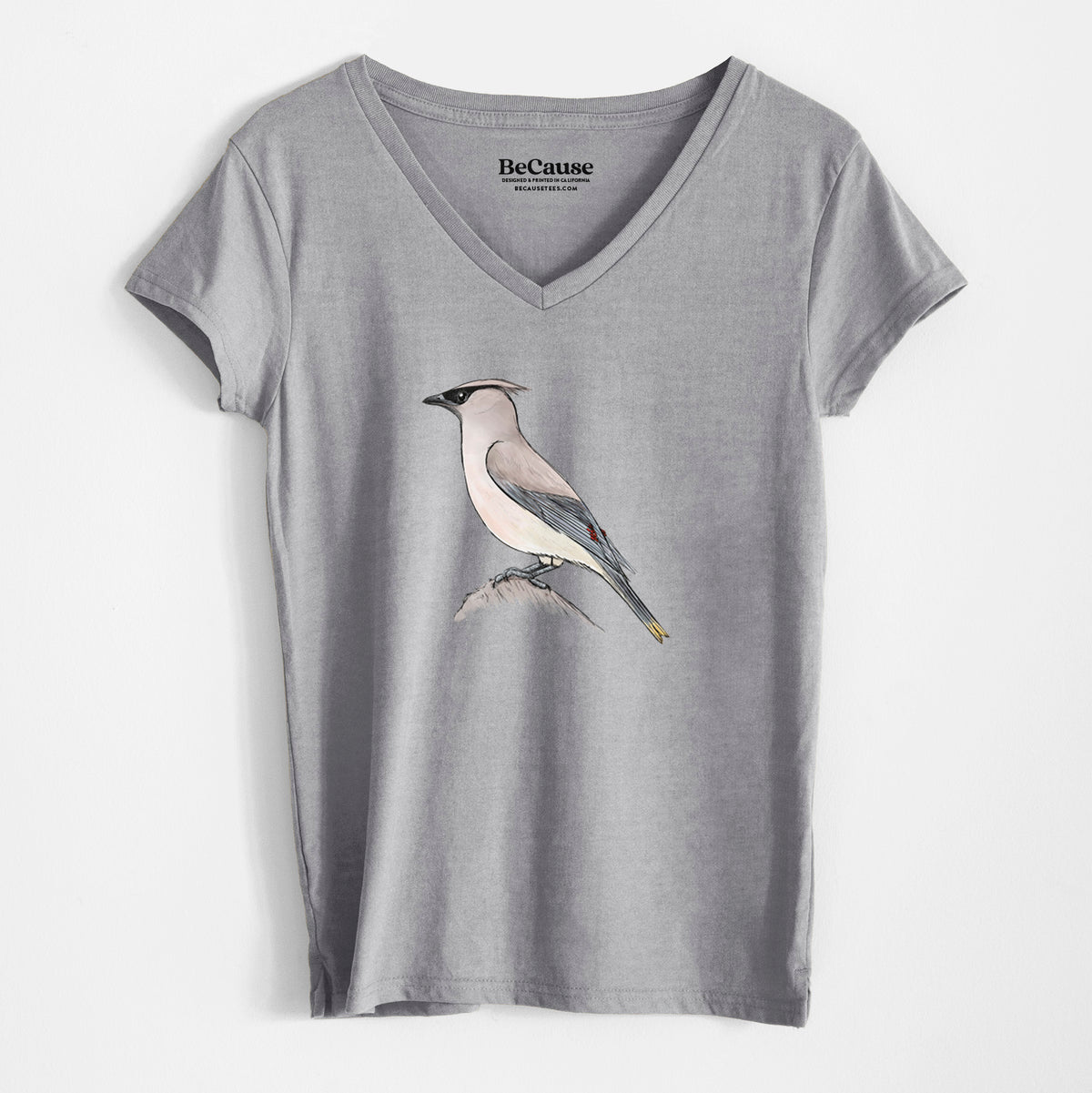 Vibrant Cedar Waxwing - Bombycilla cedrorum - Women&#39;s 100% Recycled V-neck