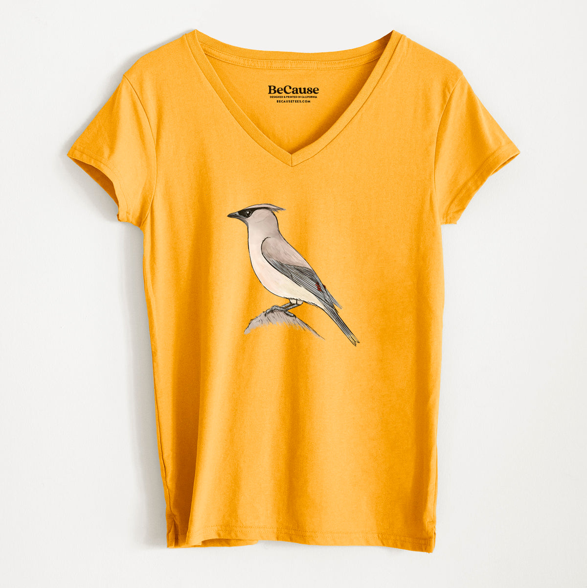 Vibrant Cedar Waxwing - Bombycilla cedrorum - Women&#39;s 100% Recycled V-neck