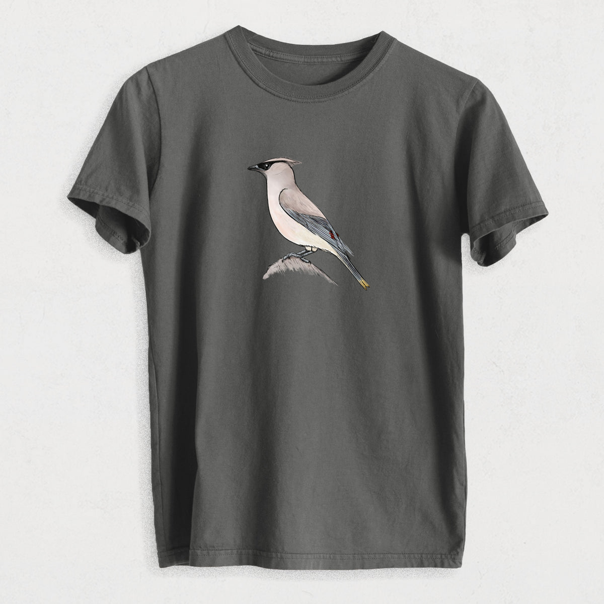 Vibrant Cedar Waxwing - Bombycilla cedrorum - Heavyweight Men&#39;s 100% Organic Cotton Tee
