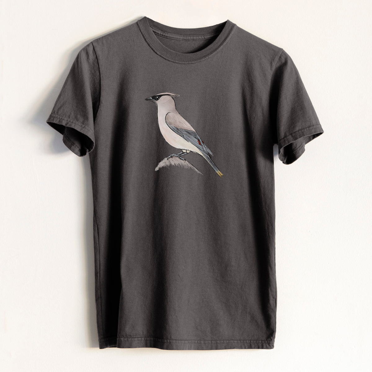 Vibrant Cedar Waxwing - Bombycilla cedrorum - Heavyweight Men&#39;s 100% Organic Cotton Tee