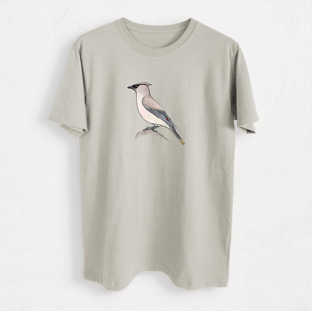 Vibrant Cedar Waxwing - Bombycilla cedrorum - Heavyweight Men&#39;s 100% Organic Cotton Tee