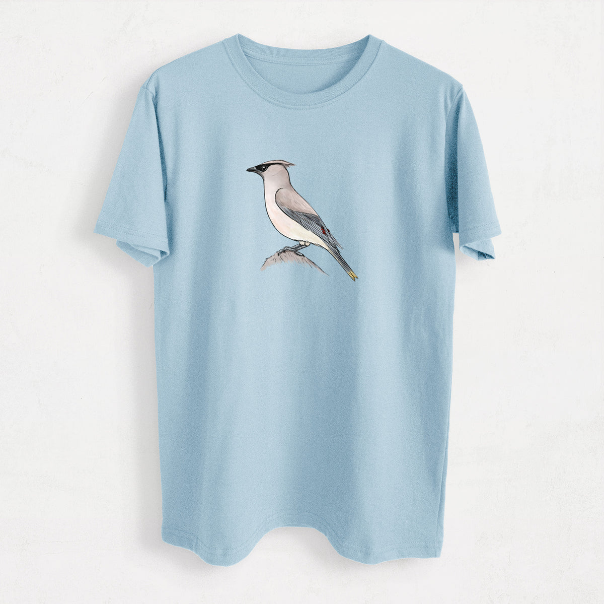 Vibrant Cedar Waxwing - Bombycilla cedrorum - Heavyweight Men&#39;s 100% Organic Cotton Tee