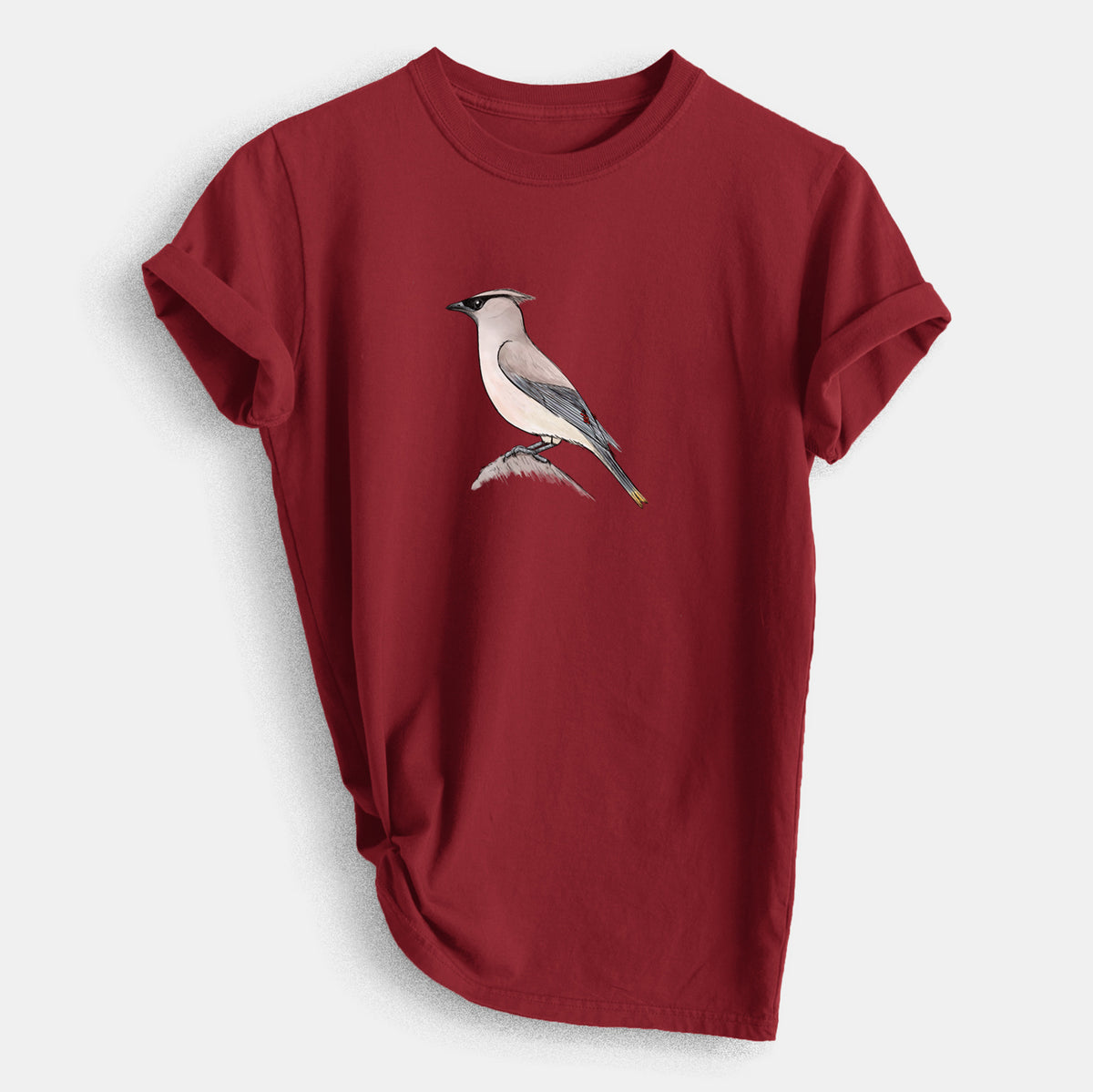 Vibrant Cedar Waxwing - Bombycilla cedrorum - Heavyweight Men&#39;s 100% Organic Cotton Tee