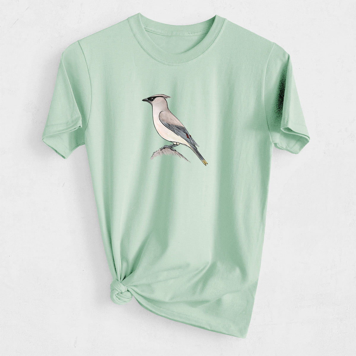 Vibrant Cedar Waxwing - Bombycilla cedrorum - Heavyweight Men&#39;s 100% Organic Cotton Tee