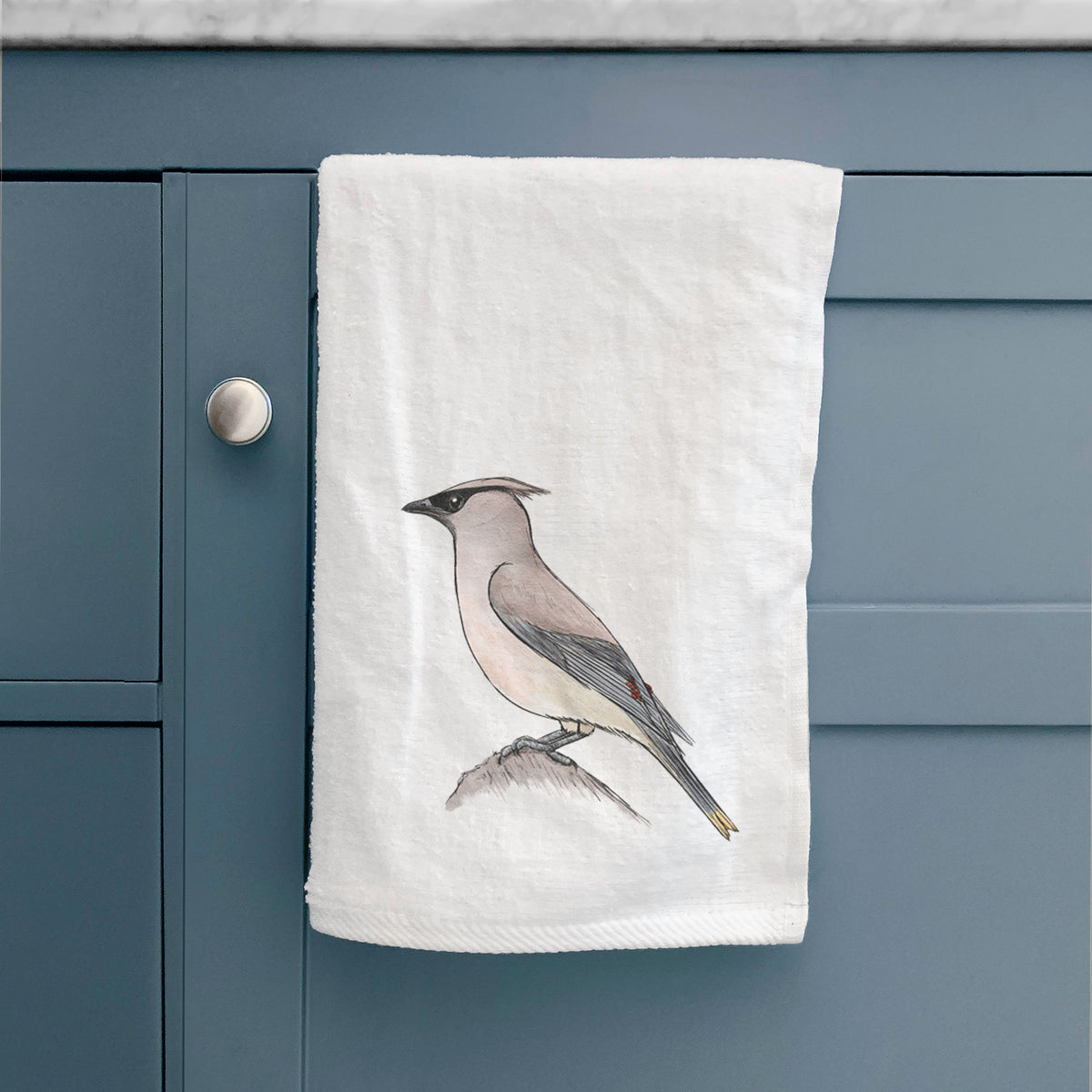 Vibrant Cedar Waxwing - Bombycilla cedrorum Premium Hand Towel