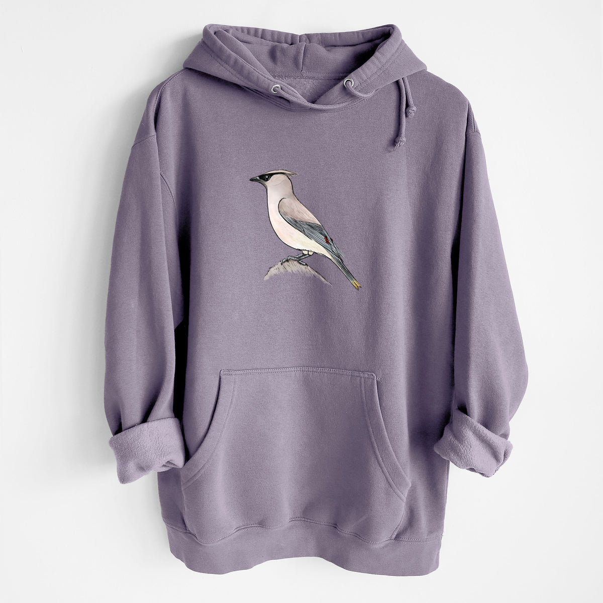 Vibrant Cedar Waxwing - Bombycilla cedrorum - Heavyweight Fleece Hoodie