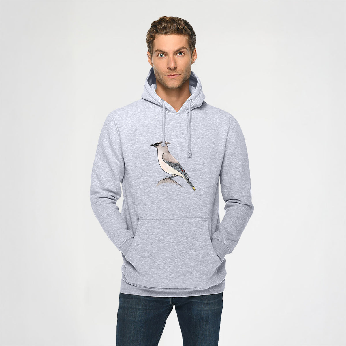 Vibrant Cedar Waxwing - Bombycilla cedrorum - Heavyweight Fleece Hoodie