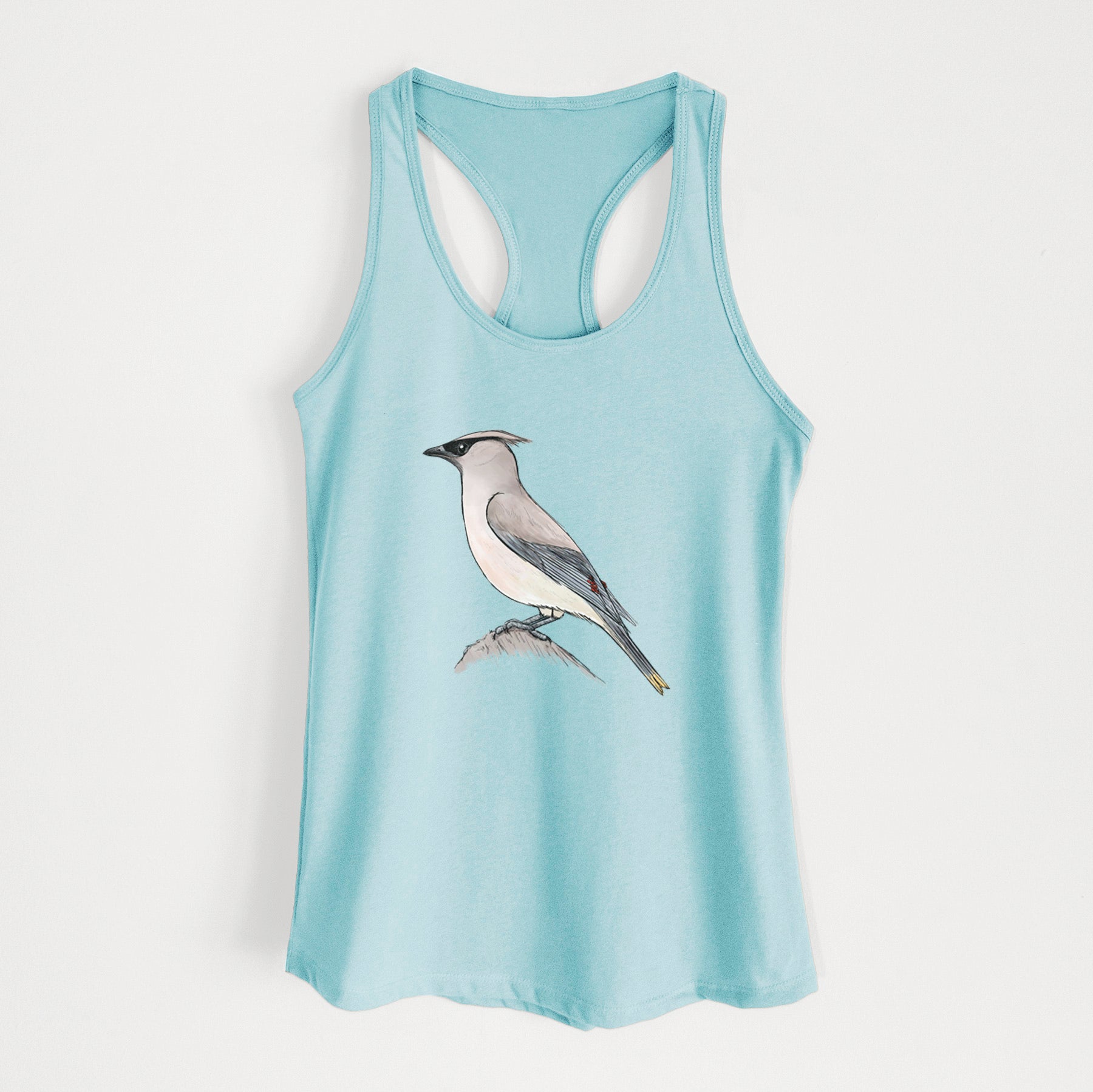 Vibrant Cedar Waxwing - Bombycilla cedrorum - Women's Racerback Tanktop