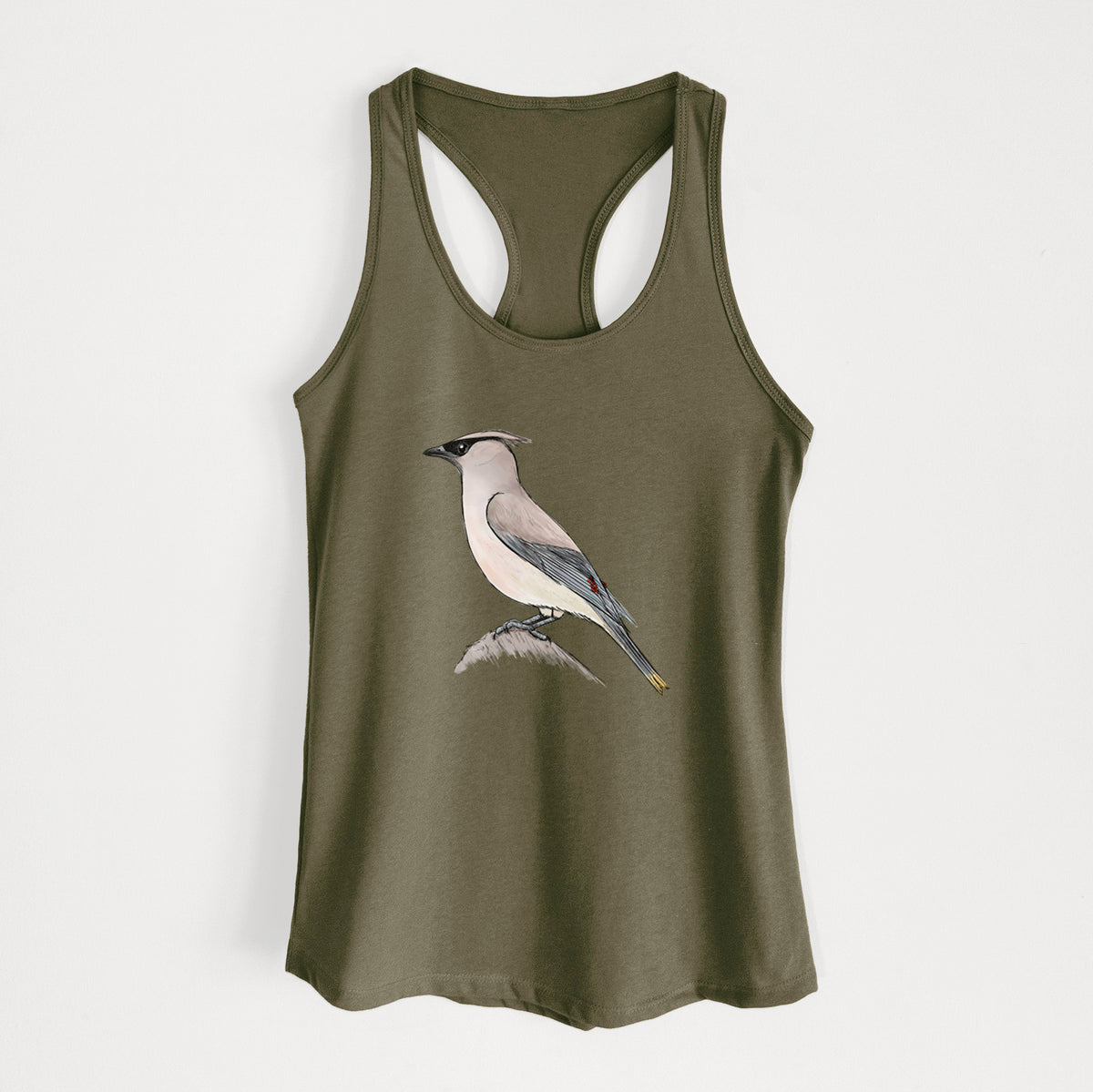 Vibrant Cedar Waxwing - Bombycilla cedrorum - Women&#39;s Racerback Tanktop