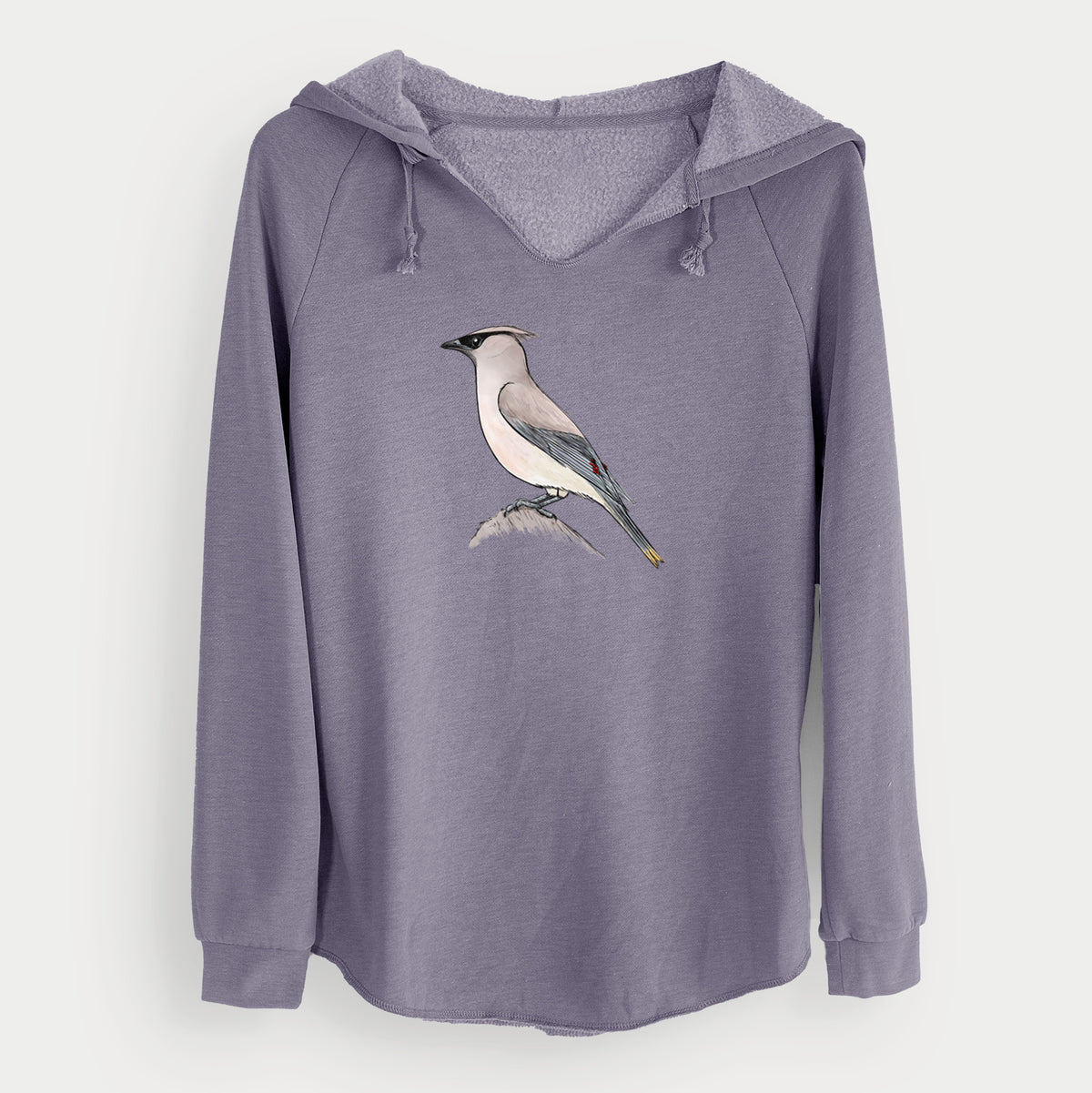 Vibrant Cedar Waxwing - Bombycilla cedrorum - Cali Wave Hooded Sweatshirt
