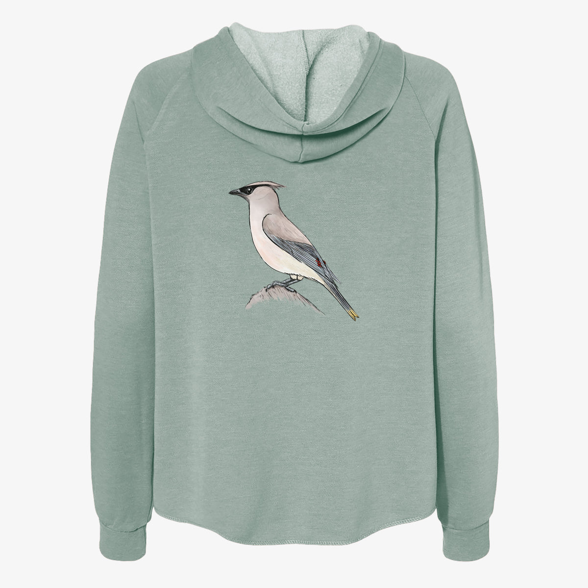 Vibrant Cedar Waxwing - Bombycilla cedrorum - Women&#39;s Cali Wave Zip-Up Sweatshirt