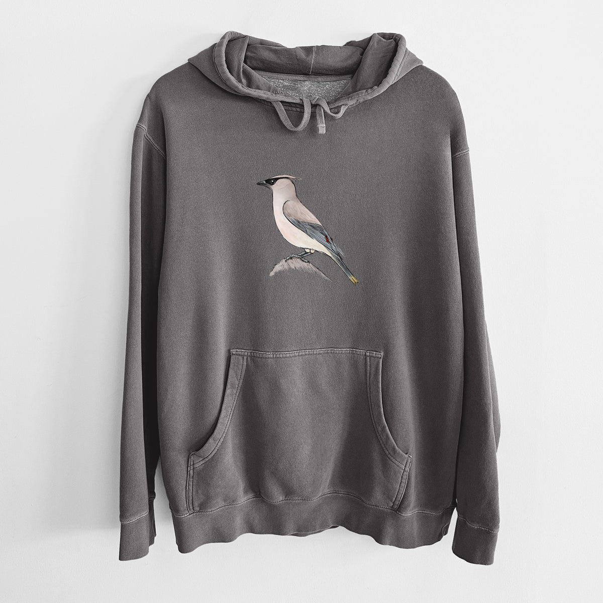 Vibrant Cedar Waxwing - Bombycilla cedrorum - Unisex Pigment Dyed Hoodie