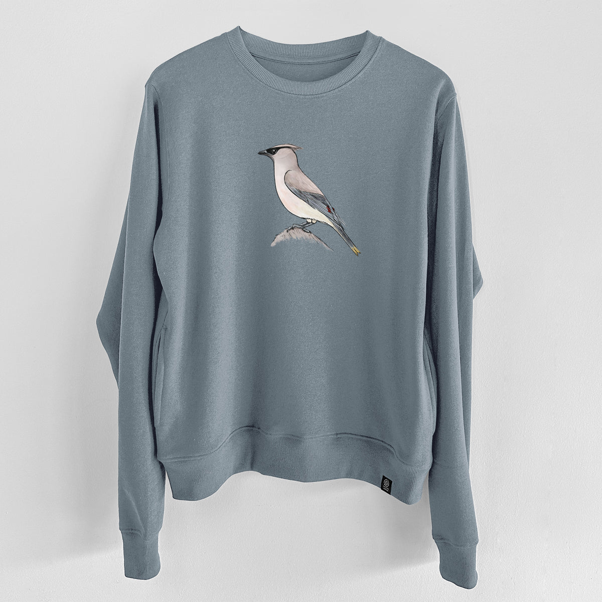 Vibrant Cedar Waxwing - Bombycilla cedrorum  - Unisex Reclaimed Crewneck Sweatshirt