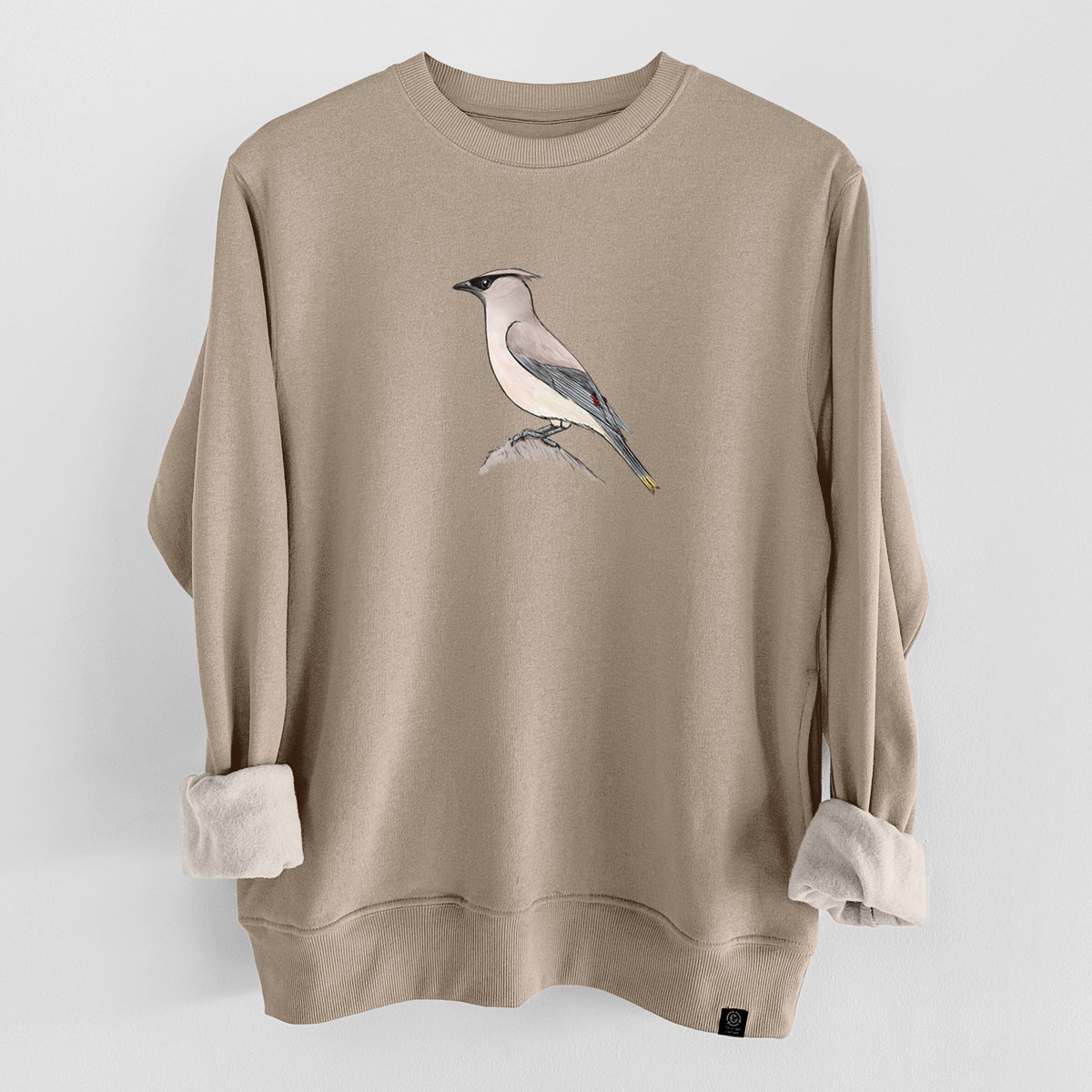 Vibrant Cedar Waxwing - Bombycilla cedrorum  - Unisex Reclaimed Crewneck Sweatshirt