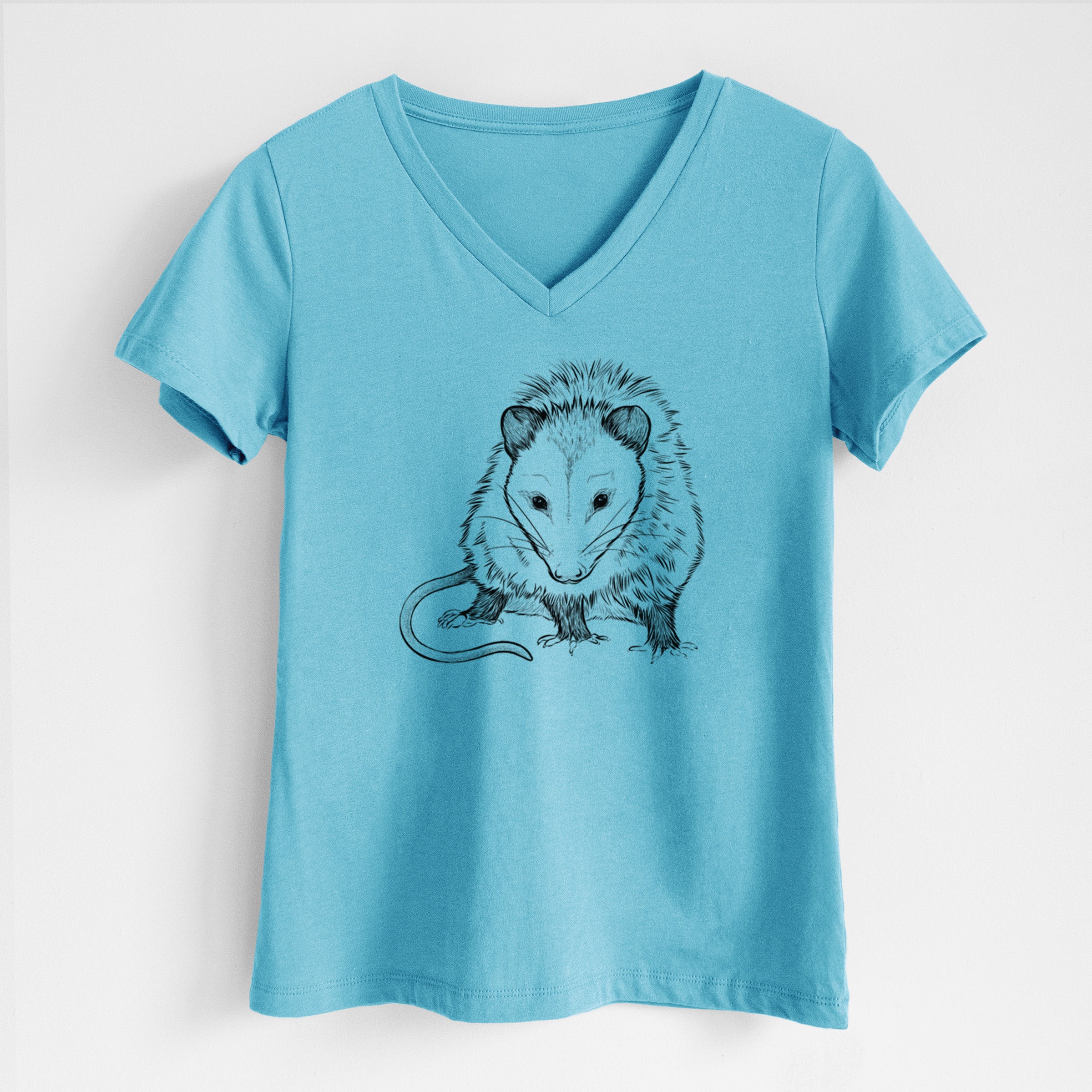 Virginia Opossum - Didelphis virginiana - Women's Lightweight Relaxed Fit 100% Cotton V-neck