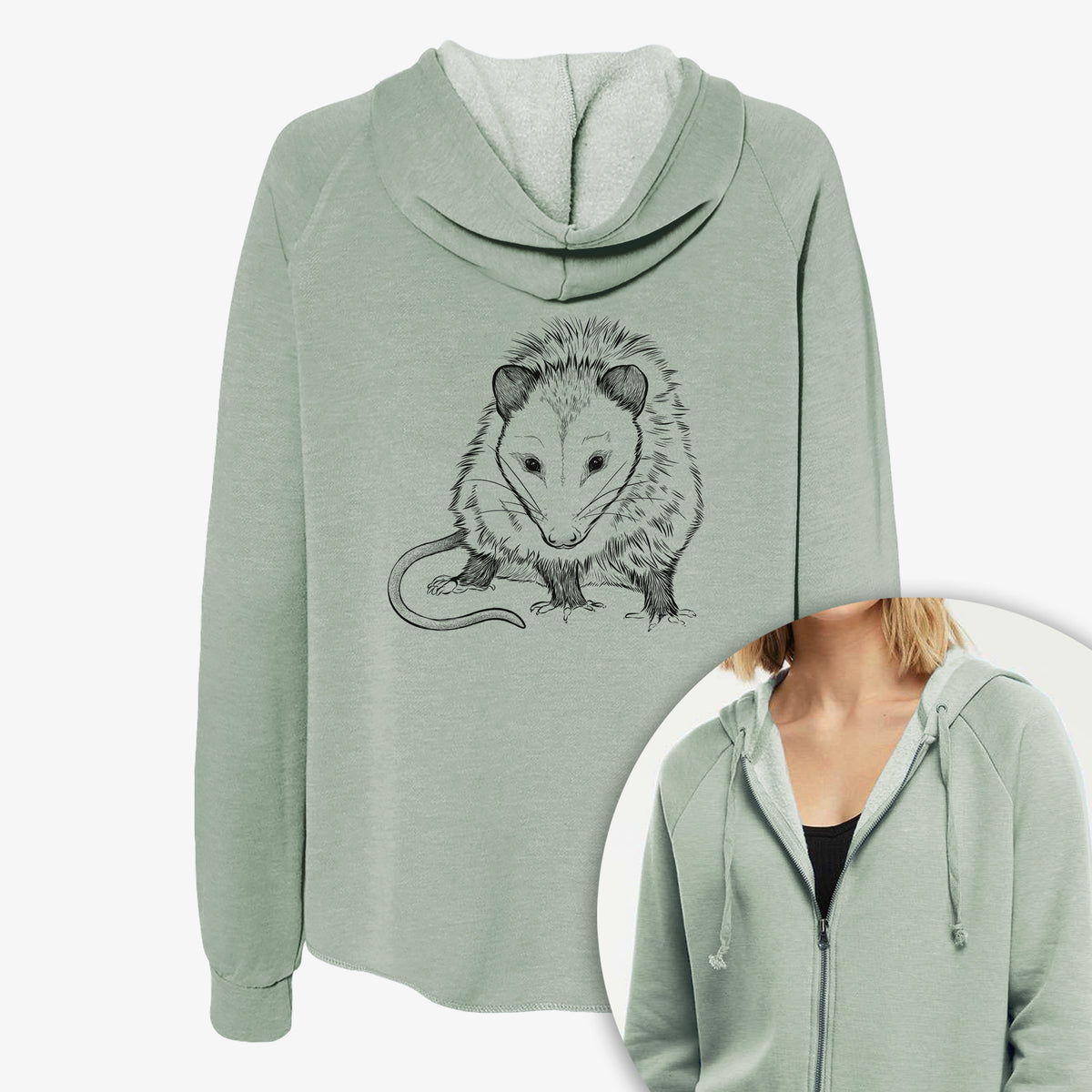 Virginia Opossum - Didelphis virginiana - Women's Cali Wave Zip-Up Sweatshirt