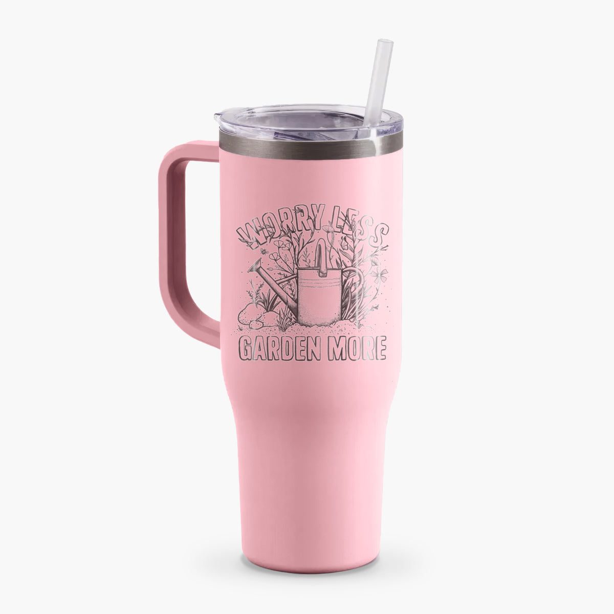 Worry Less — Garden More - 40oz Tumbler with Handle