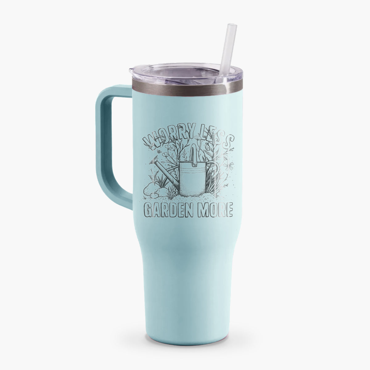 Worry Less — Garden More - 40oz Tumbler with Handle