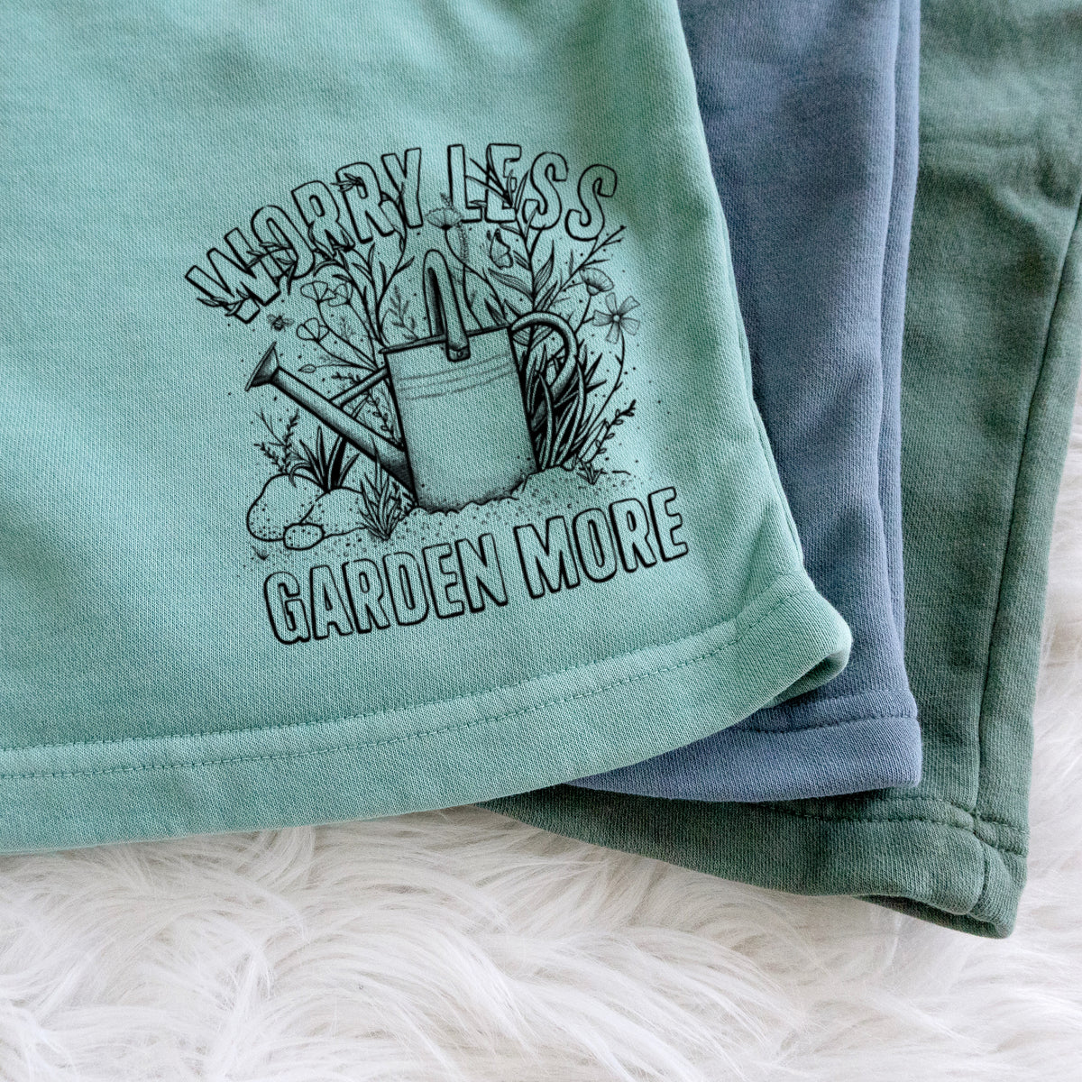 Worry Less — Garden More - Unisex Pigment Dyed Shorts