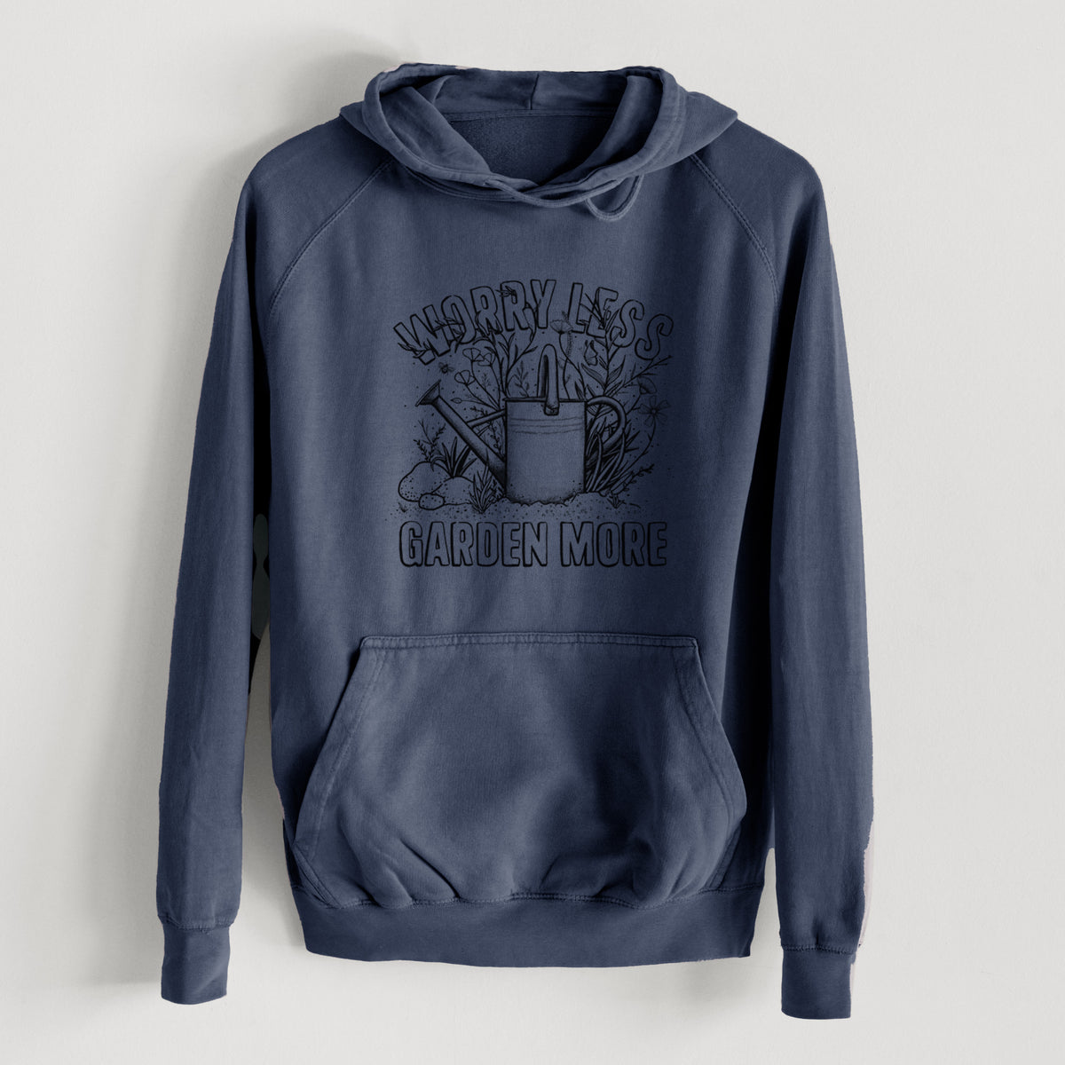 Worry Less — Garden More  - Mid-Weight Unisex Vintage 100% Cotton Hoodie