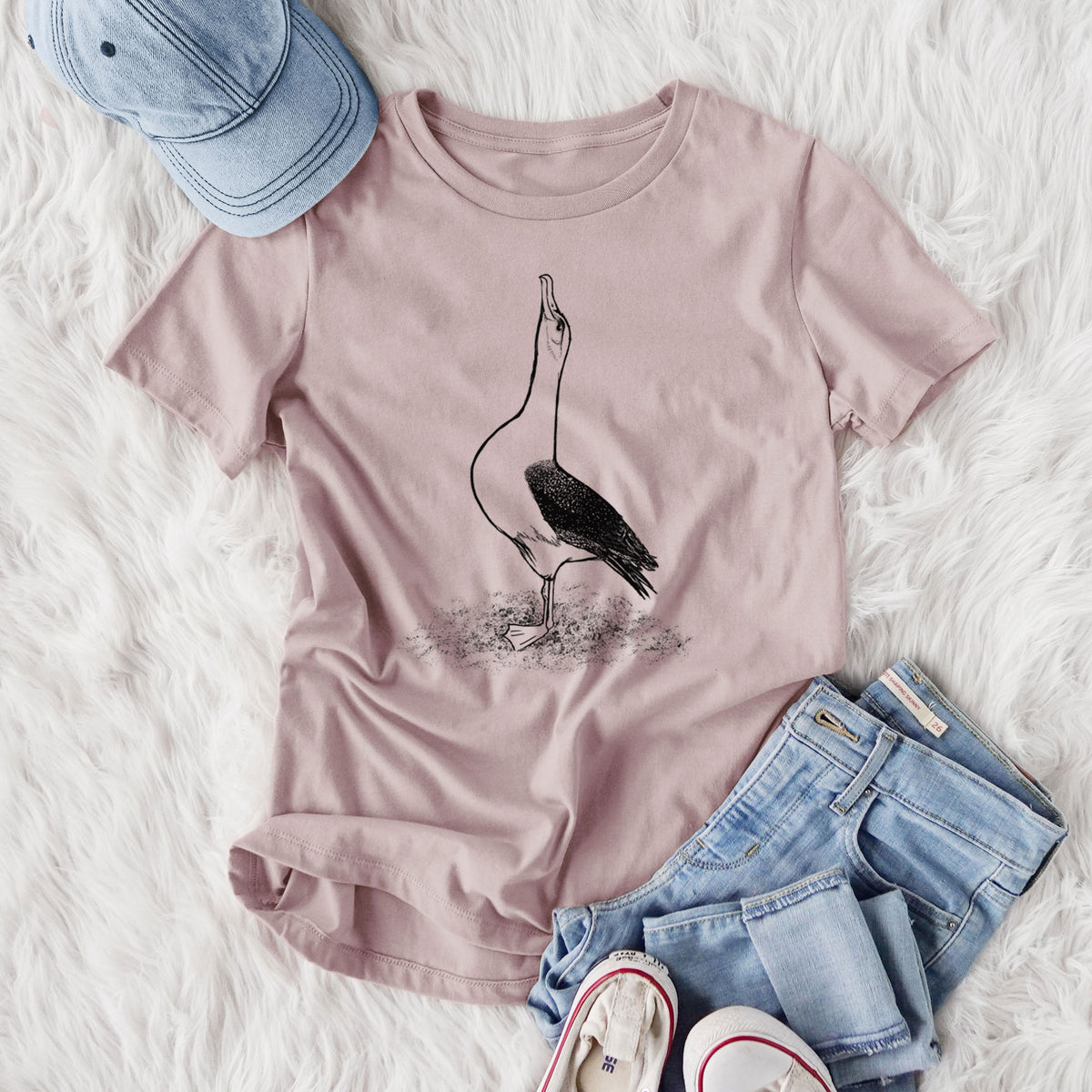 Diomedea exulans - Wandering Albatross - Women&#39;s Lightweight Relaxed Fit 100% Cotton Crewneck