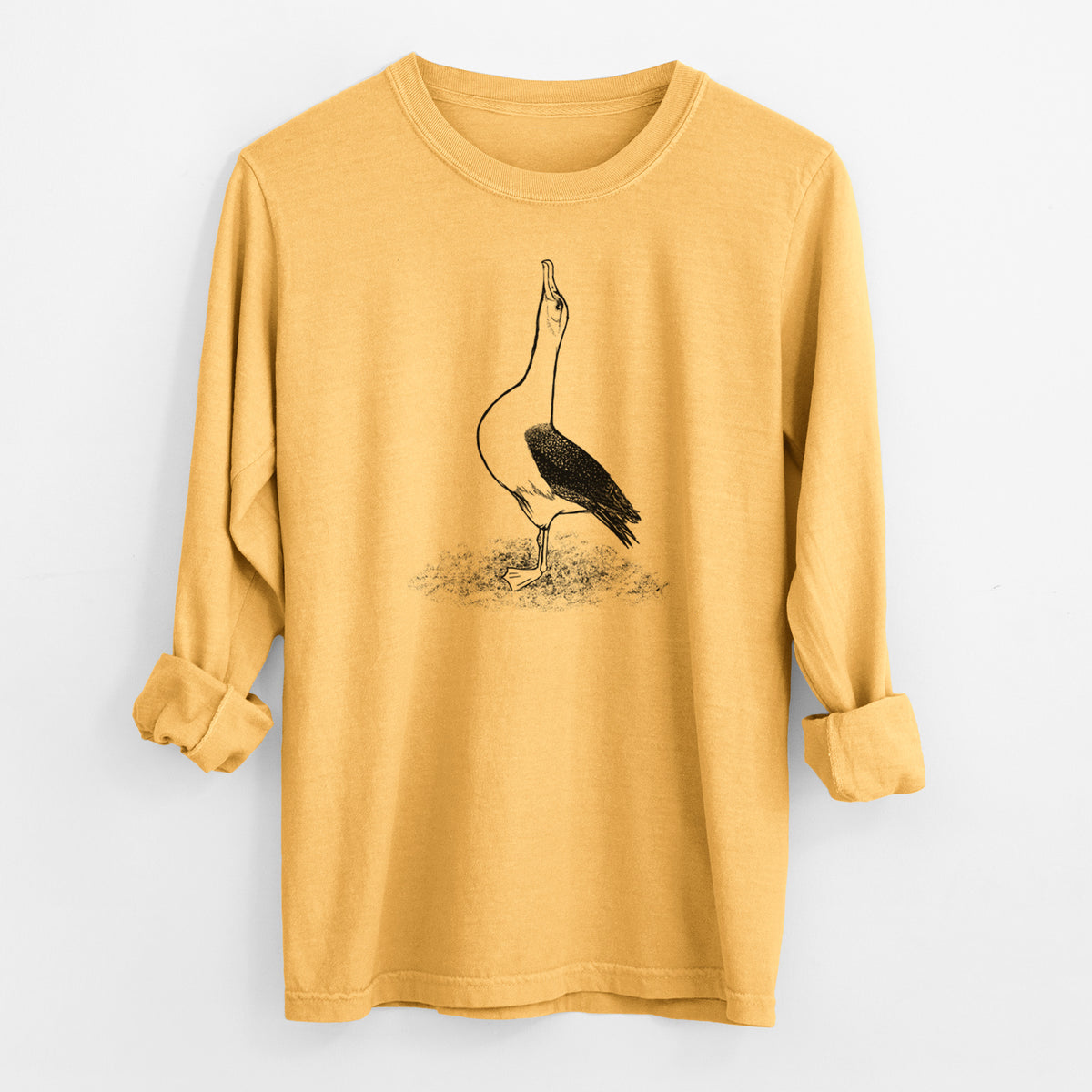 Diomedea exulans - Wandering Albatross - Men&#39;s Heavyweight 100% Cotton Long Sleeve