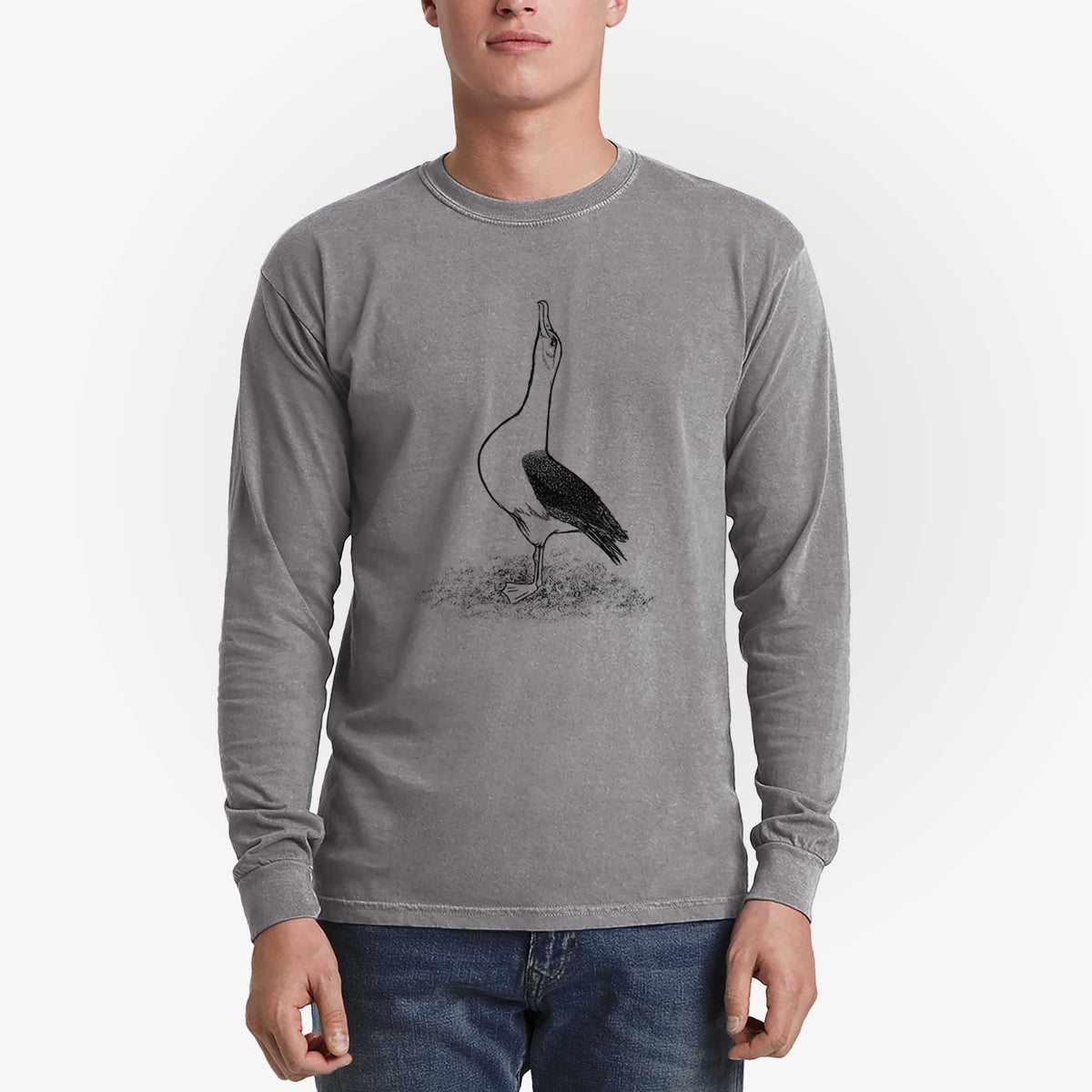 Diomedea exulans - Wandering Albatross - Men&#39;s Heavyweight 100% Cotton Long Sleeve