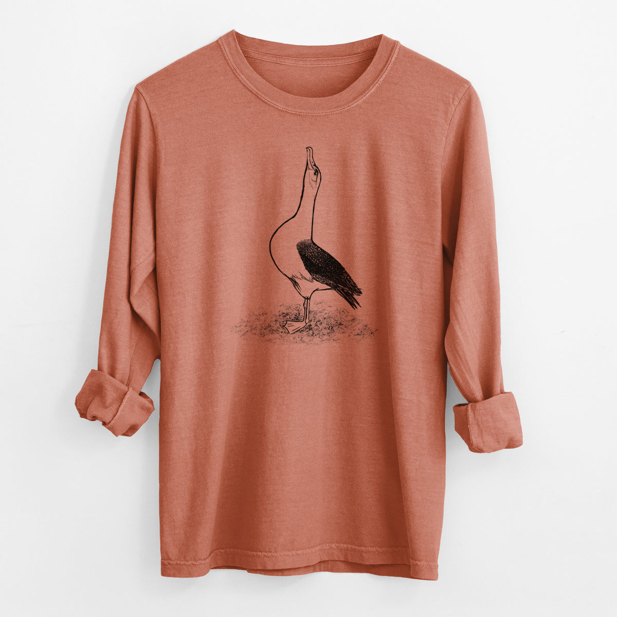 Diomedea exulans - Wandering Albatross - Men&#39;s Heavyweight 100% Cotton Long Sleeve