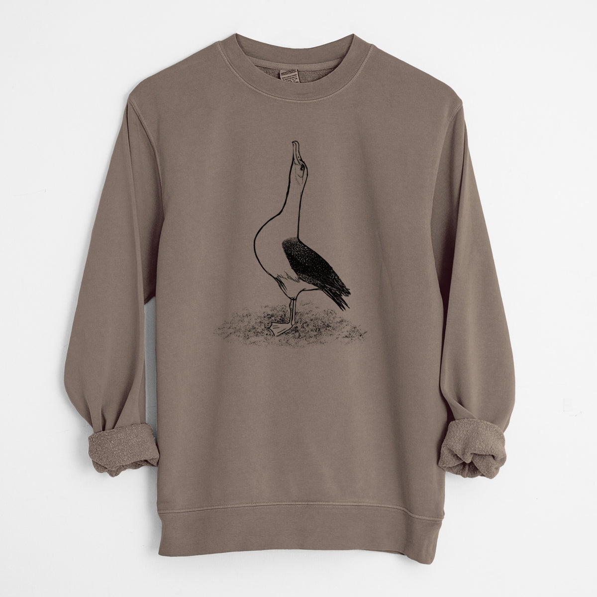 Diomedea exulans - Wandering Albatross - Unisex Pigment Dyed Crew Sweatshirt in Espresso Brown Color