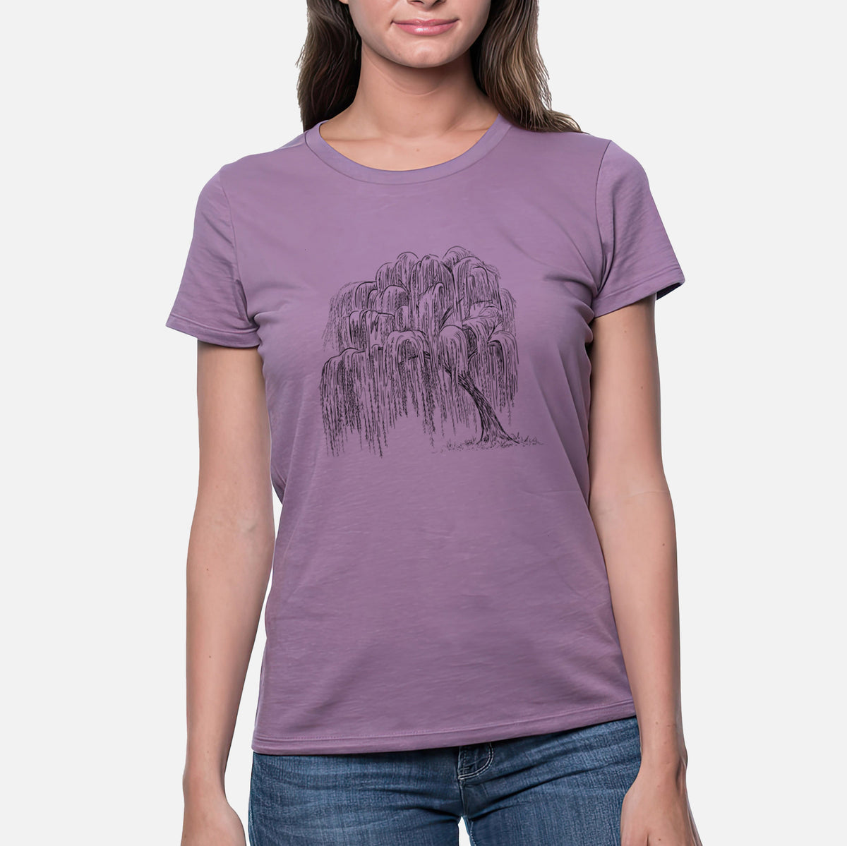Weeping Willow - Salix babylonica - Women&#39;s Crewneck - Made in USA - 100% Organic Cotton