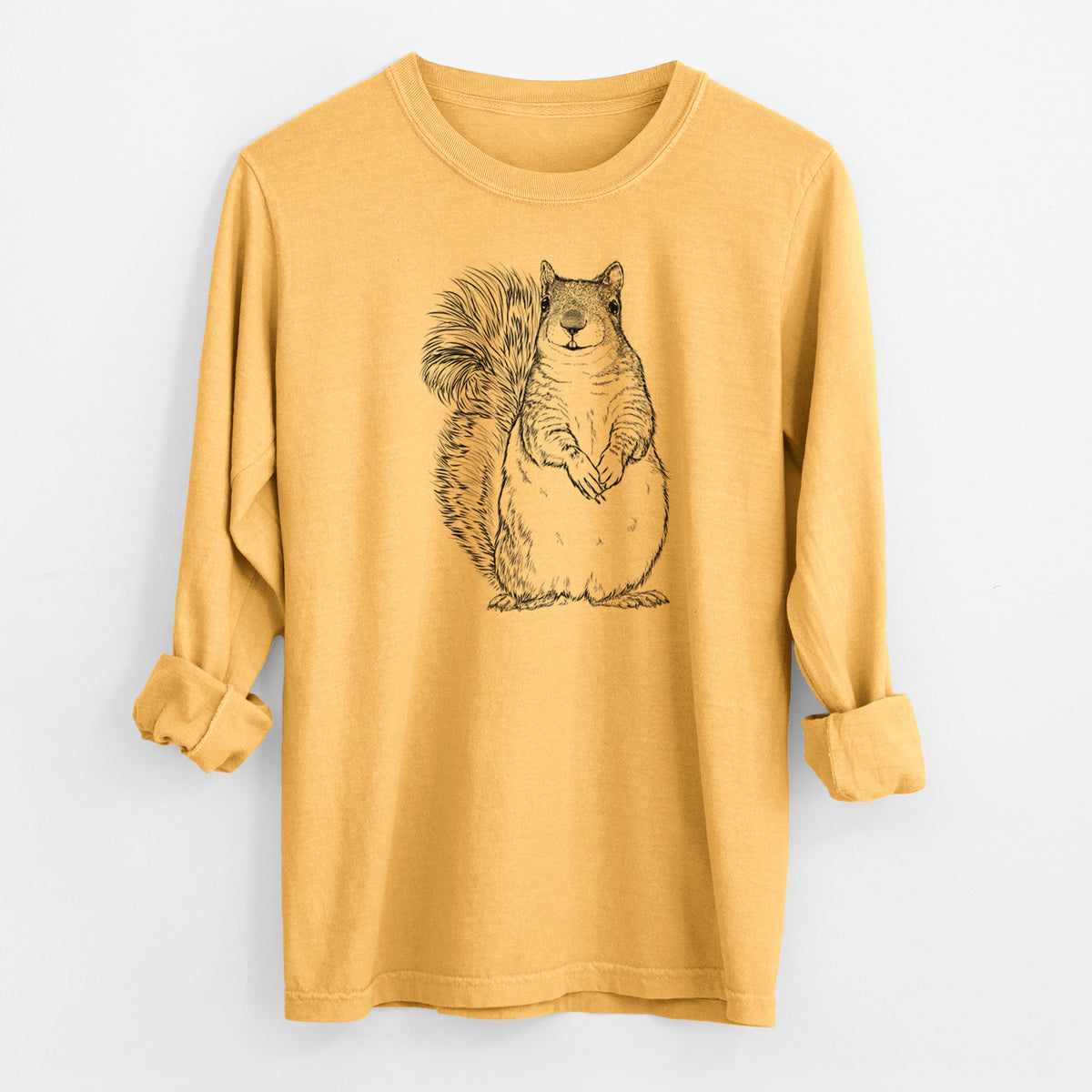 Western Grey Squirrel - Sciurus griseus - Men&#39;s Heavyweight 100% Cotton Long Sleeve