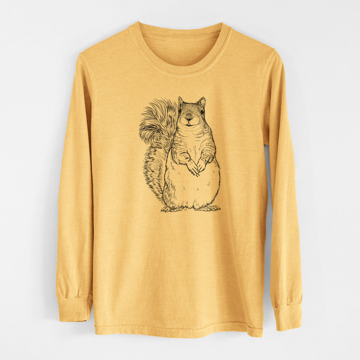 Western Grey Squirrel - Sciurus griseus - Men&#39;s Heavyweight 100% Cotton Long Sleeve