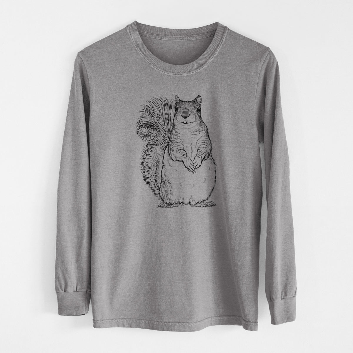 Western Grey Squirrel - Sciurus griseus - Men&#39;s Heavyweight 100% Cotton Long Sleeve