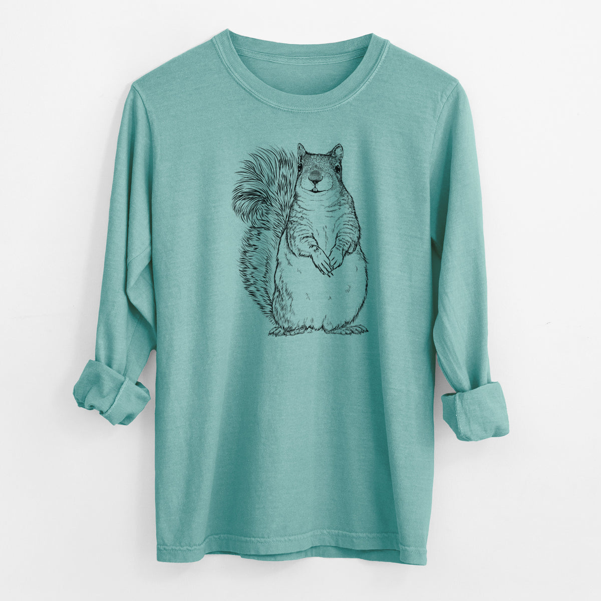 Western Grey Squirrel - Sciurus griseus - Men&#39;s Heavyweight 100% Cotton Long Sleeve