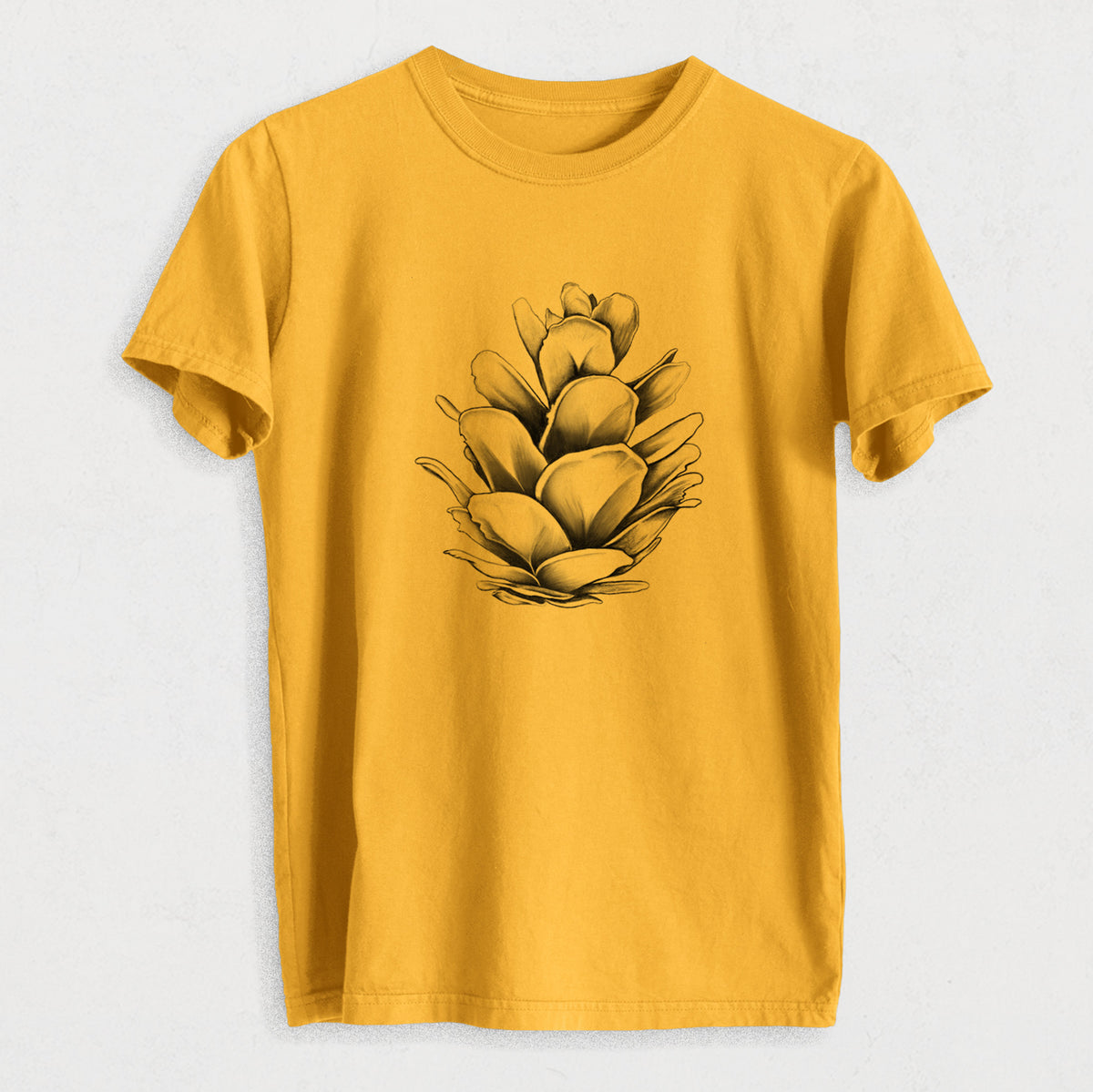 Tsuga heterophylla - Western Hemlock Pine Cone - Heavyweight Men&#39;s 100% Organic Cotton Tee