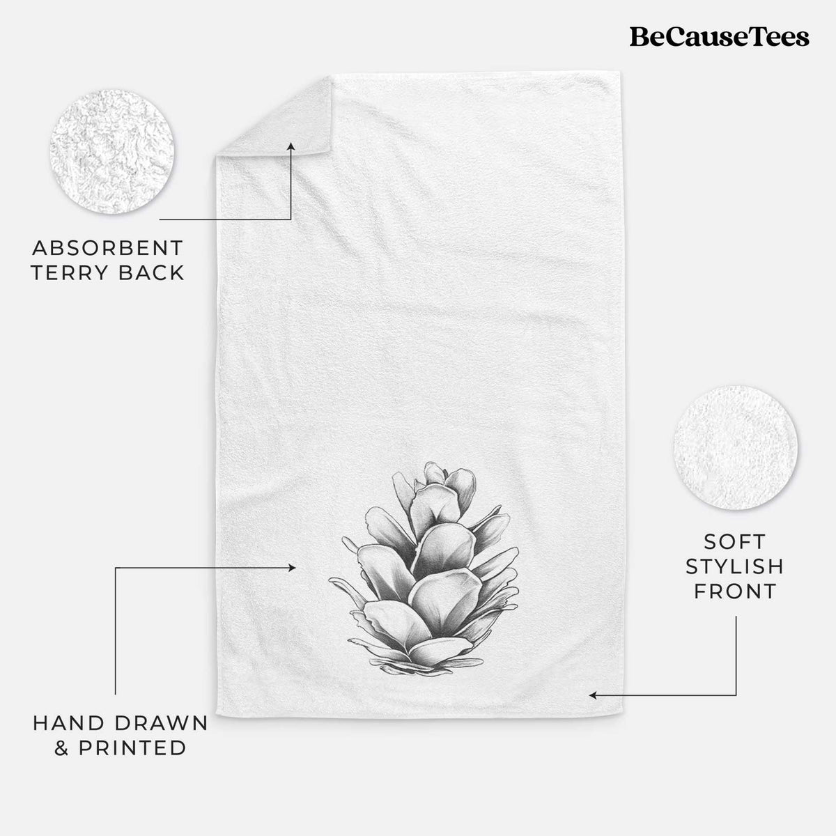 Tsuga heterophylla - Western Hemlock Pine Cone Premium Decorative Hand Towel