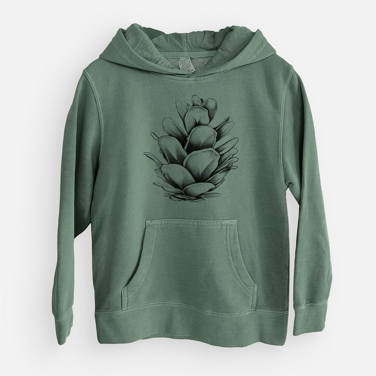 Tsuga heterophylla - Western Hemlock Pine Cone - Youth Pigment Dyed Hoodie