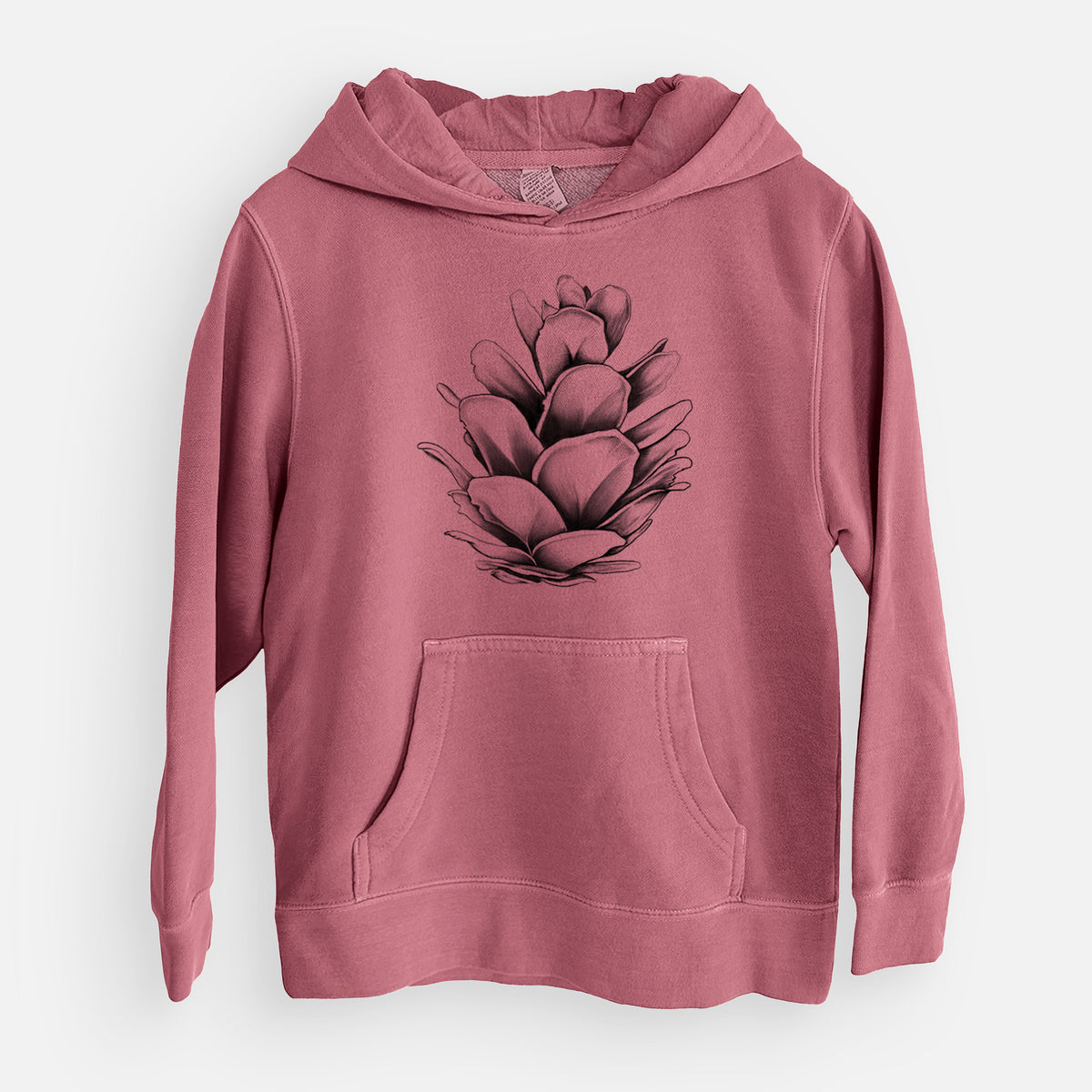 Tsuga heterophylla - Western Hemlock Pine Cone - Youth Pigment Dyed Hoodie