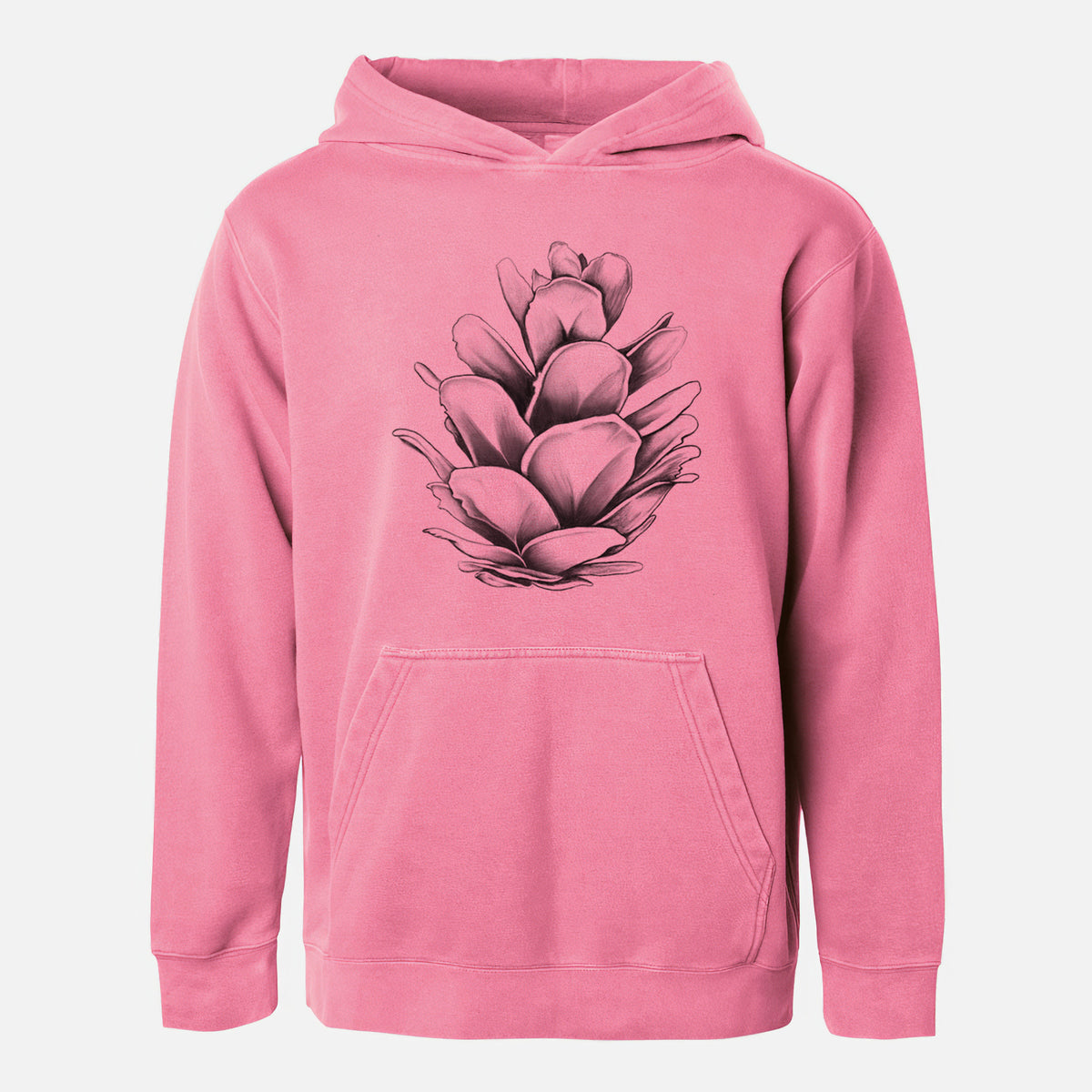 Tsuga heterophylla - Western Hemlock Pine Cone - Youth Pigment Dyed Hoodie