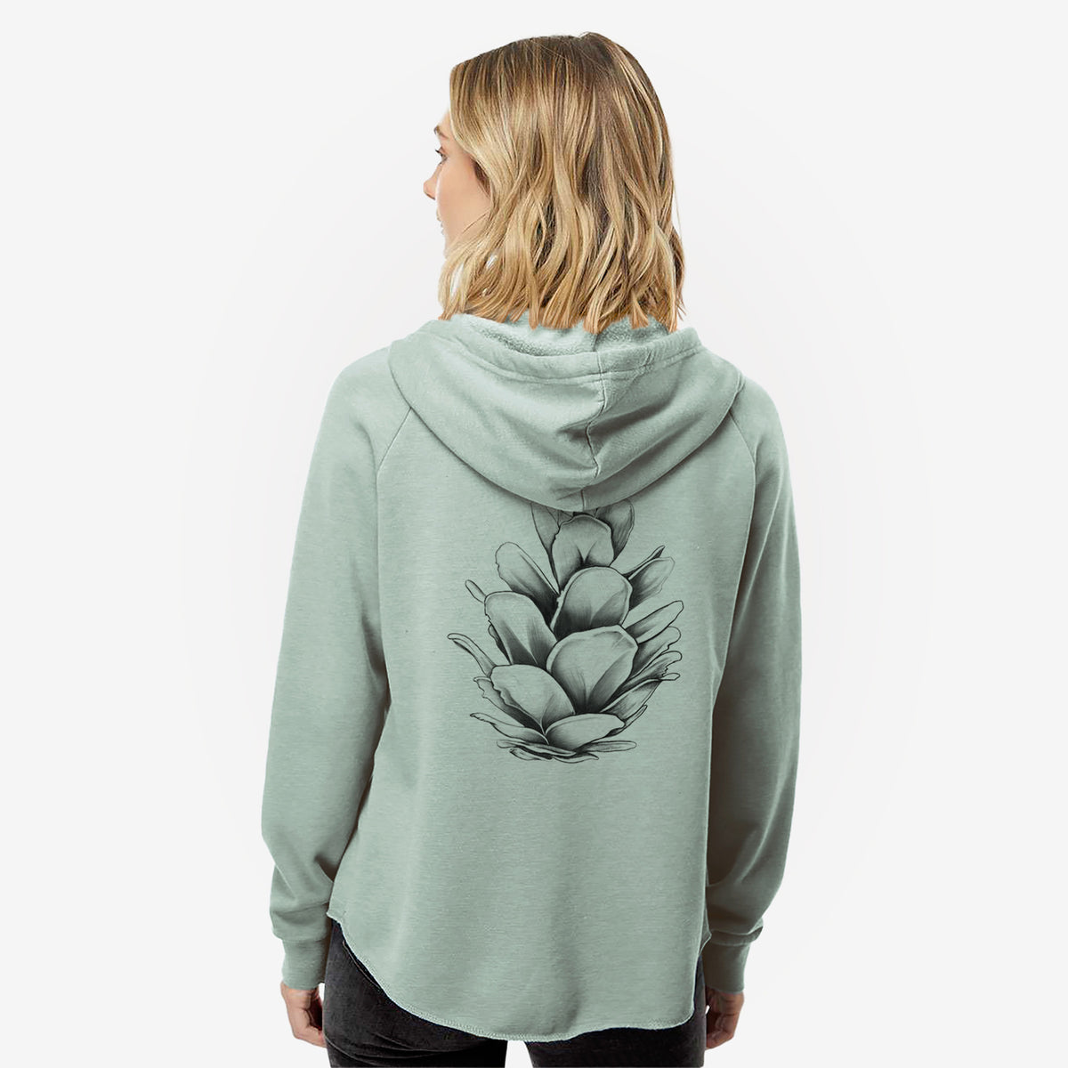 Tsuga heterophylla - Western Hemlock Pine Cone - Women's Cali Wave Zip-Up Sweatshirt