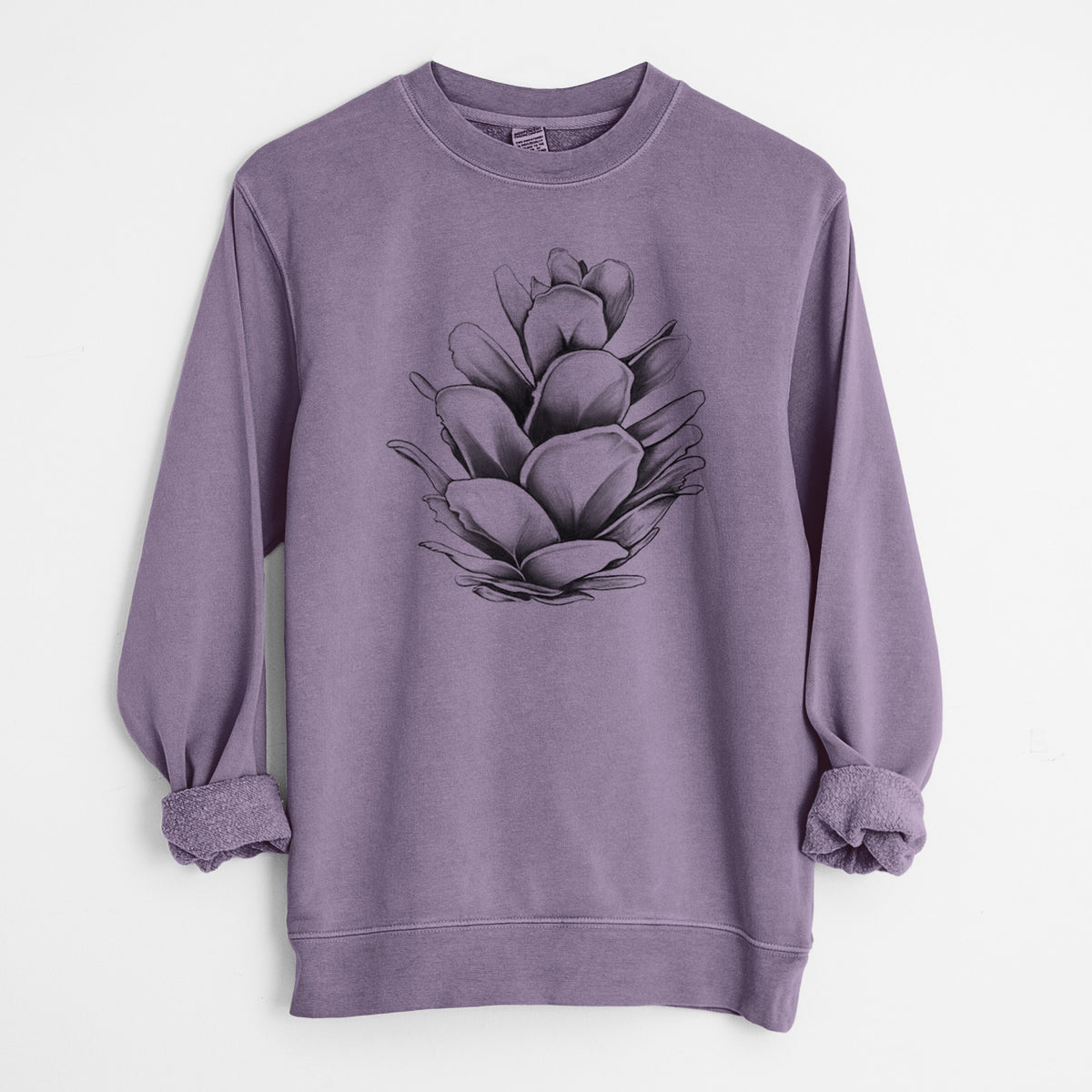 Tsuga heterophylla - Western Hemlock Pine Cone - Unisex Pigment Dyed Crew Sweatshirt