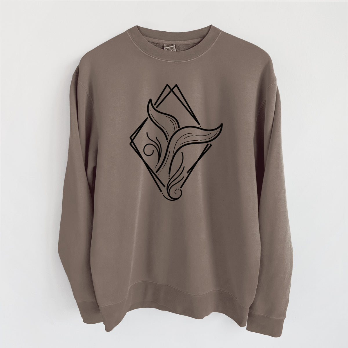Whale Diamond - Unisex Pigment Dyed Crew Sweatshirt in Espresso Brown Color