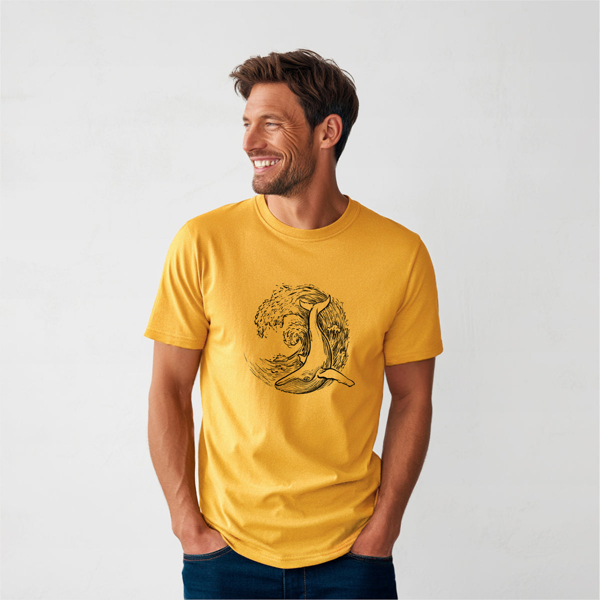 Whale Wave - Heavyweight Men&#39;s 100% Organic Cotton Tee
