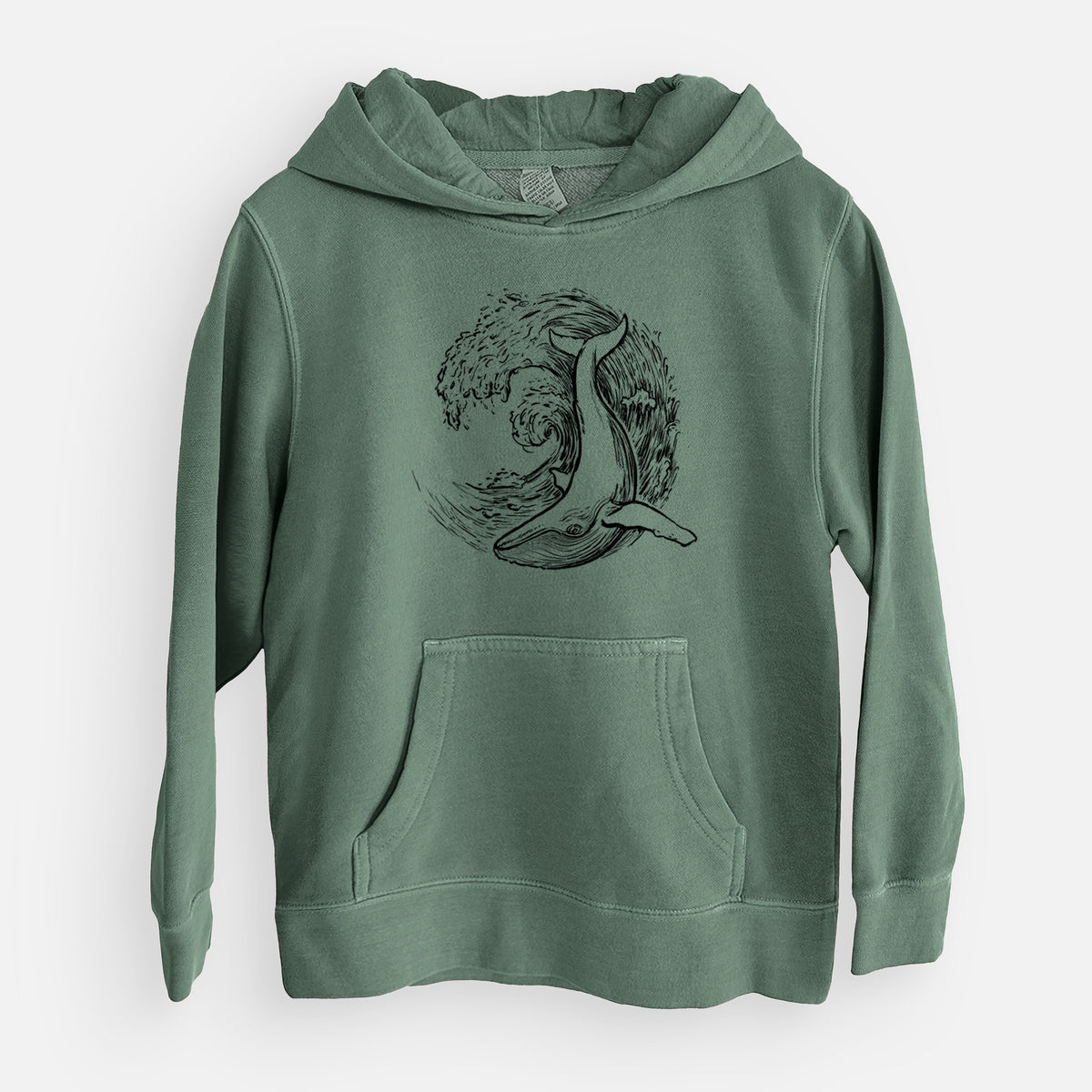 Whale Wave - Youth Pigment Dyed Hoodie