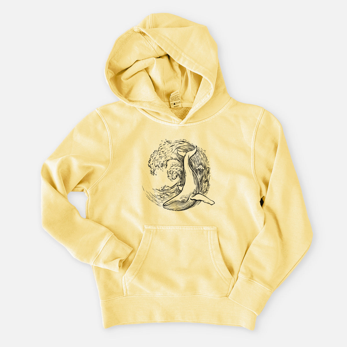 Whale Wave - Youth Pigment Dyed Hoodie