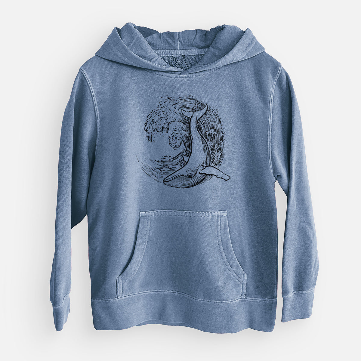 Whale Wave - Youth Pigment Dyed Hoodie