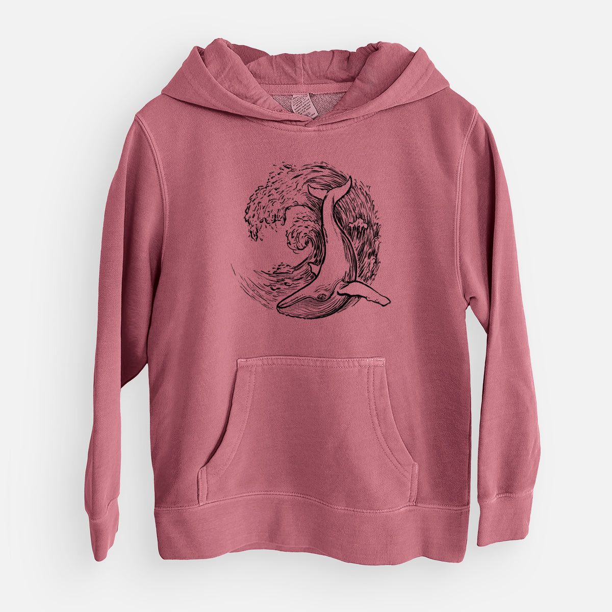 Whale Wave - Youth Pigment Dyed Hoodie